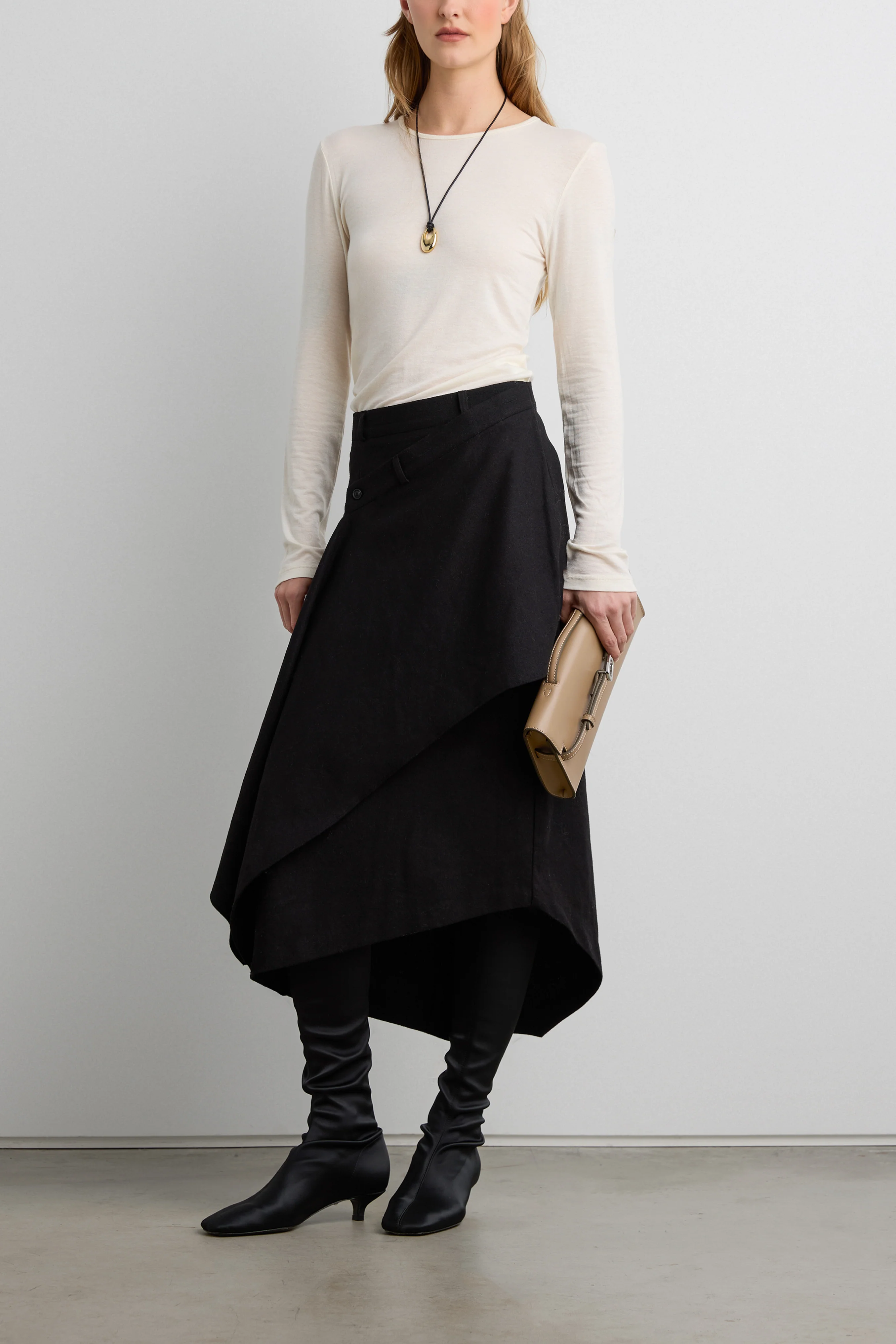 ASYMMETRICAL MIDI WRAP SKIRT - Image 2