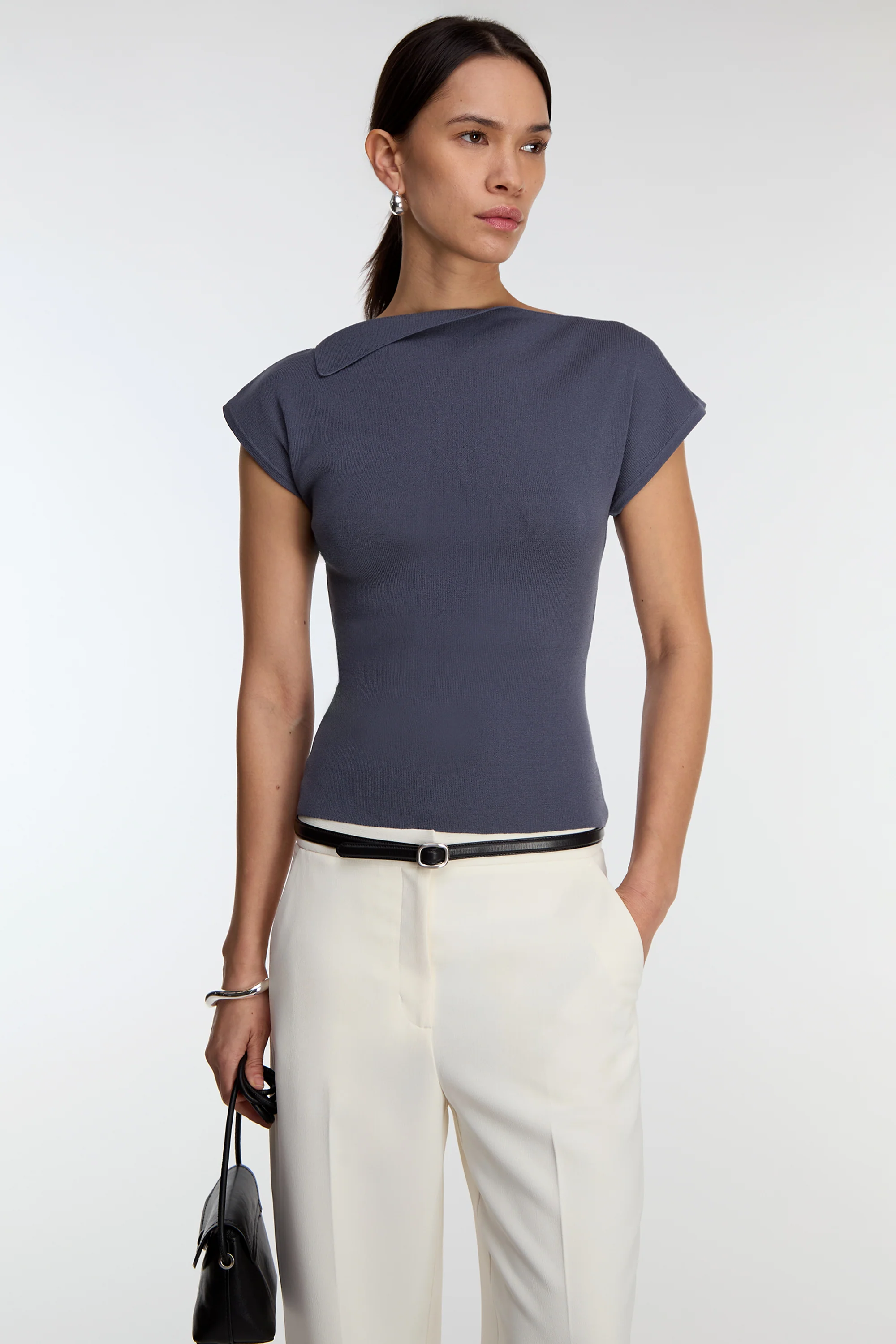 ASYMMETRICAL OFF THE SHOULDER CAP SLEEVE SWEATER - Image 18