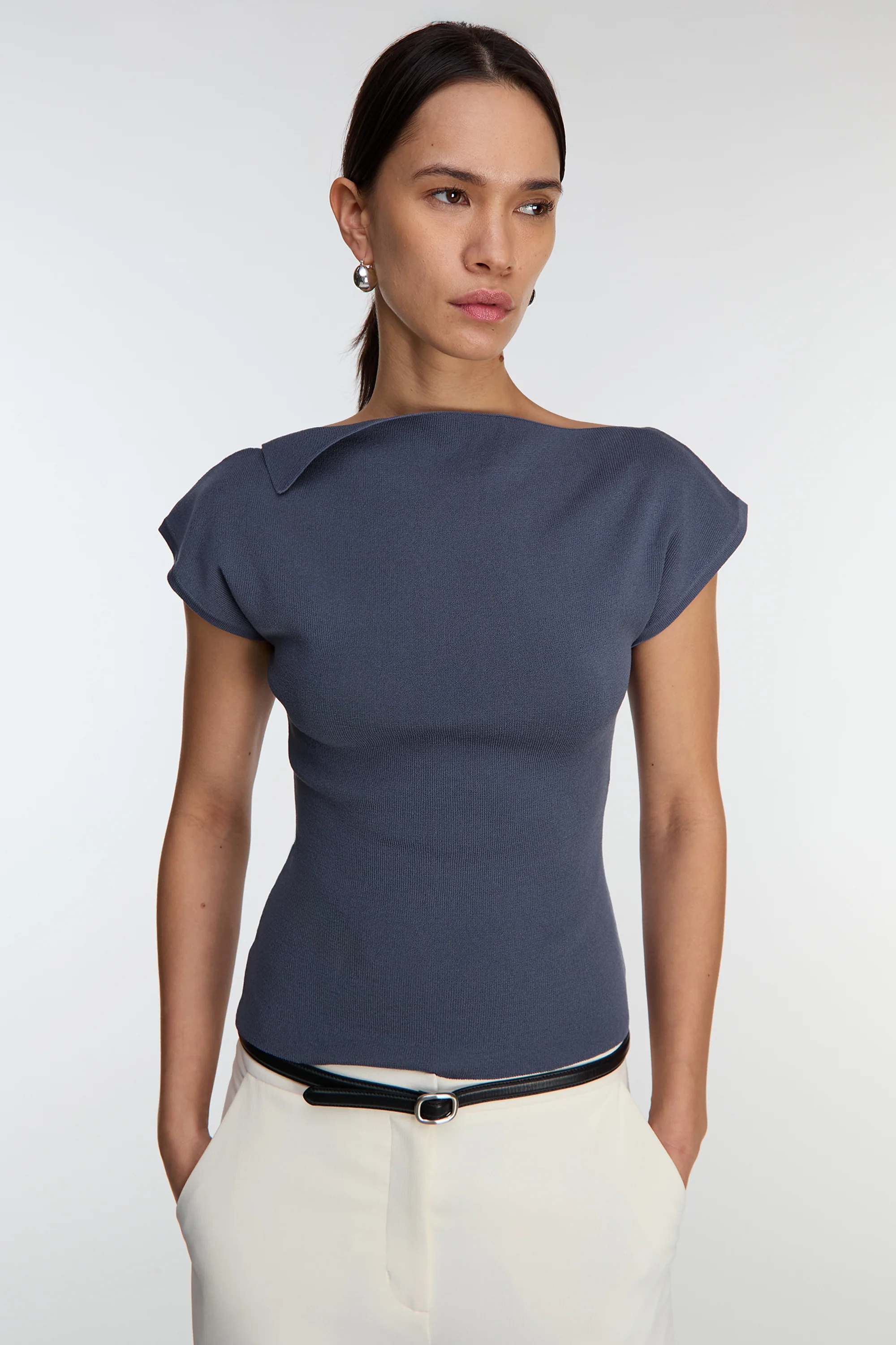 ASYMMETRICAL OFF THE SHOULDER CAP SLEEVE SWEATER - Image 19