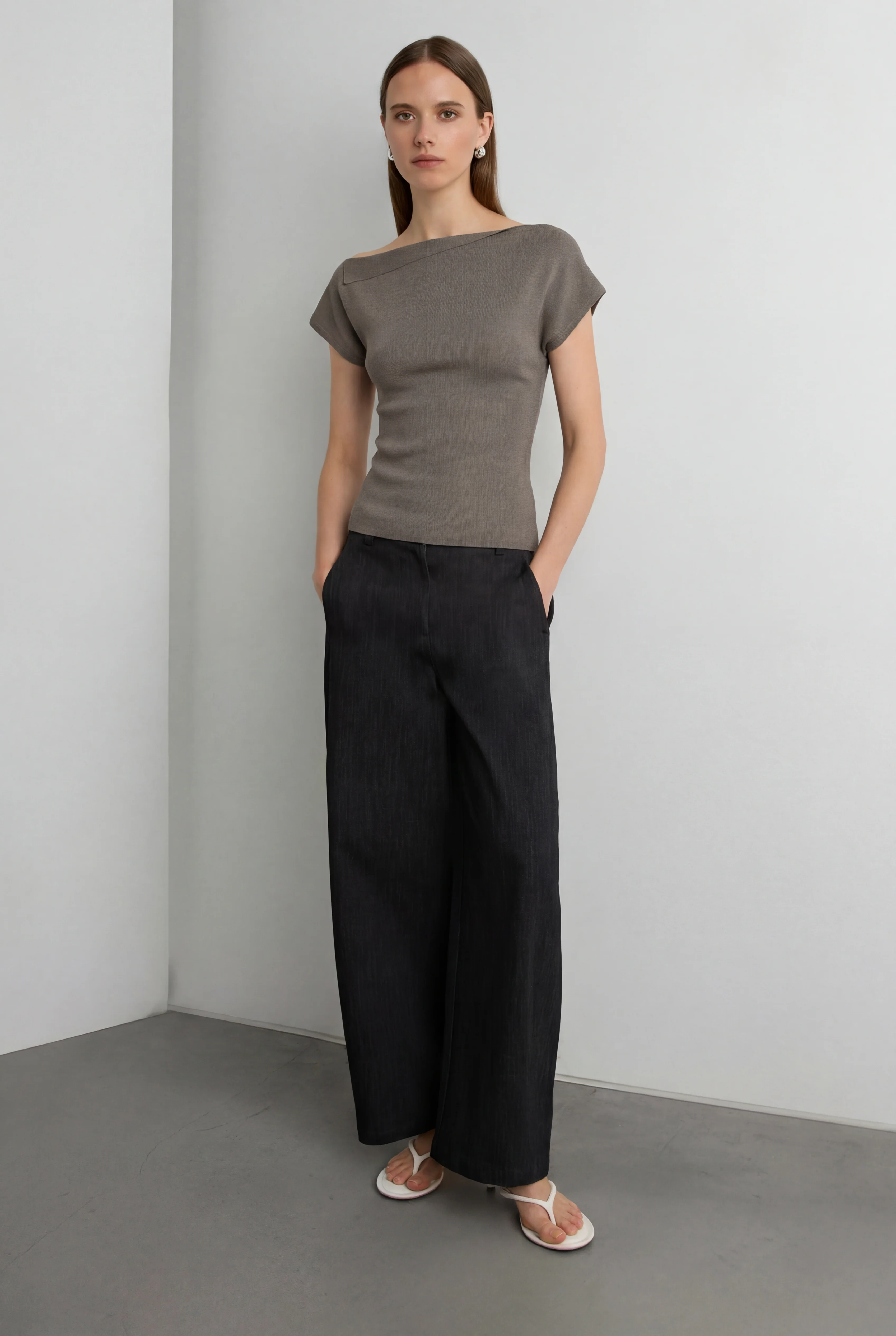 ASYMMETRICAL OFF THE SHOULDER CAP SLEEVE SWEATER - Image 3