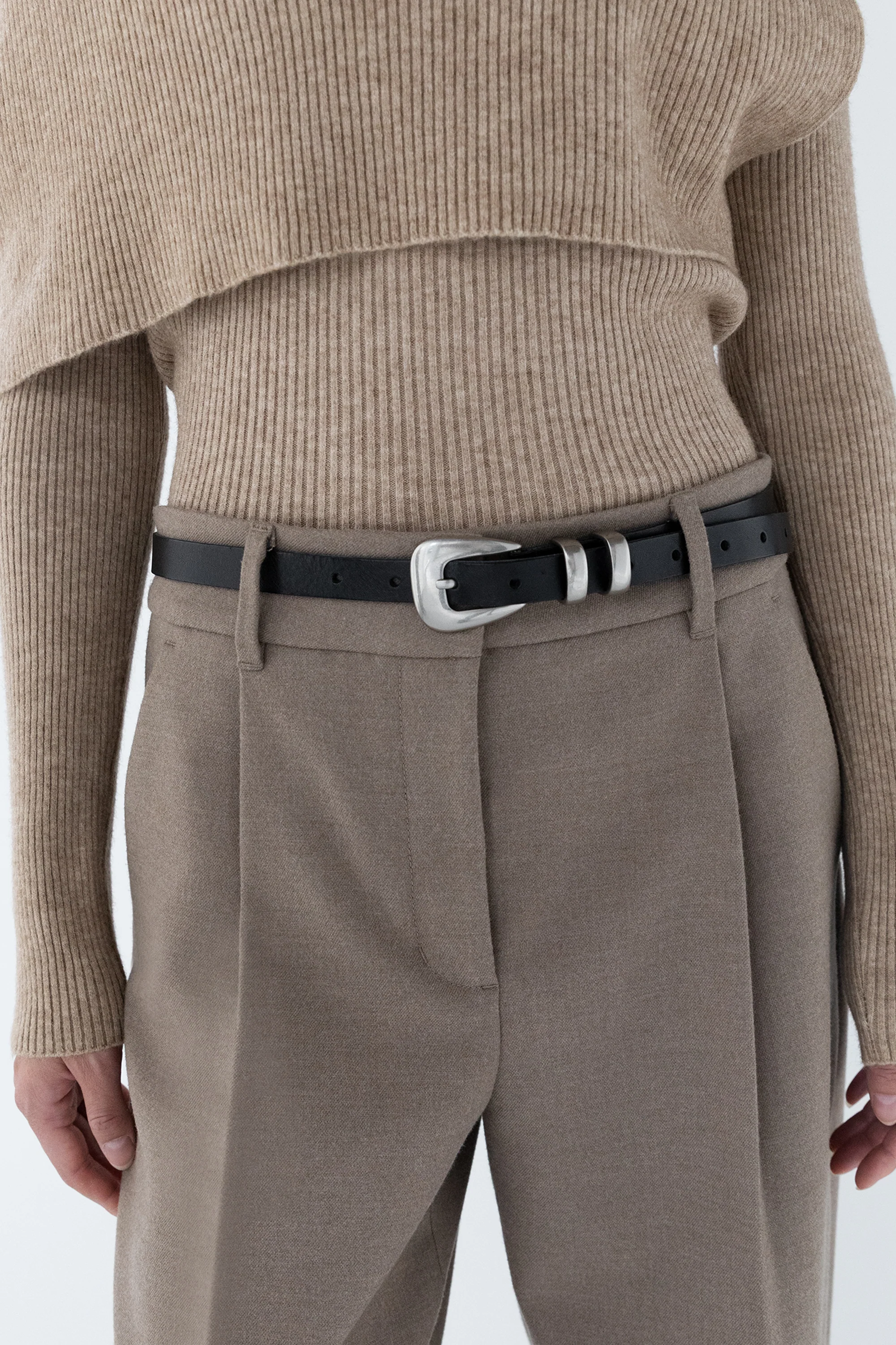 GENUINE LEATHER BELT WITH SILVER TIP - Image 3