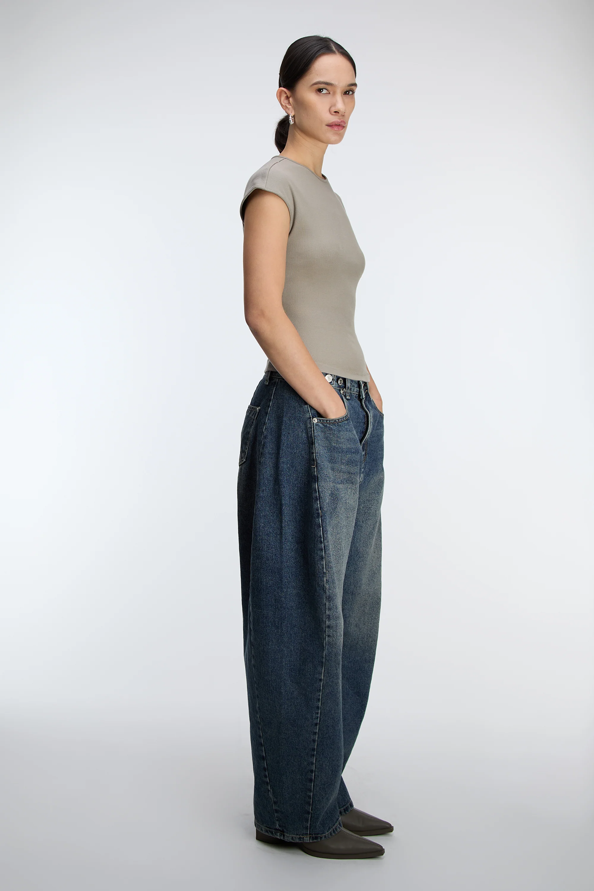 RIBBED MODAL CAP SLEEVE T-SHIRT - Image 5