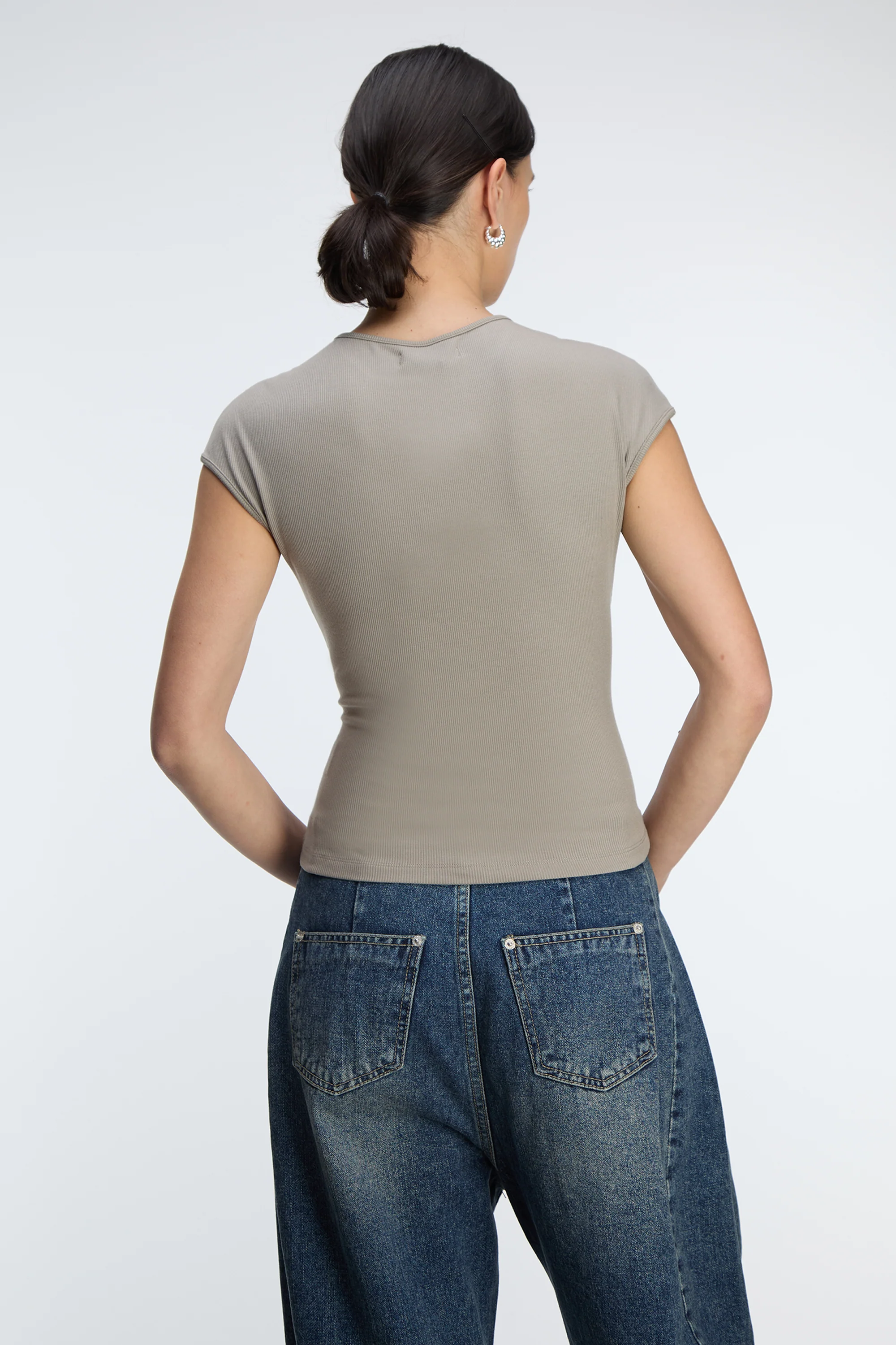 RIBBED MODAL CAP SLEEVE T-SHIRT - Image 6