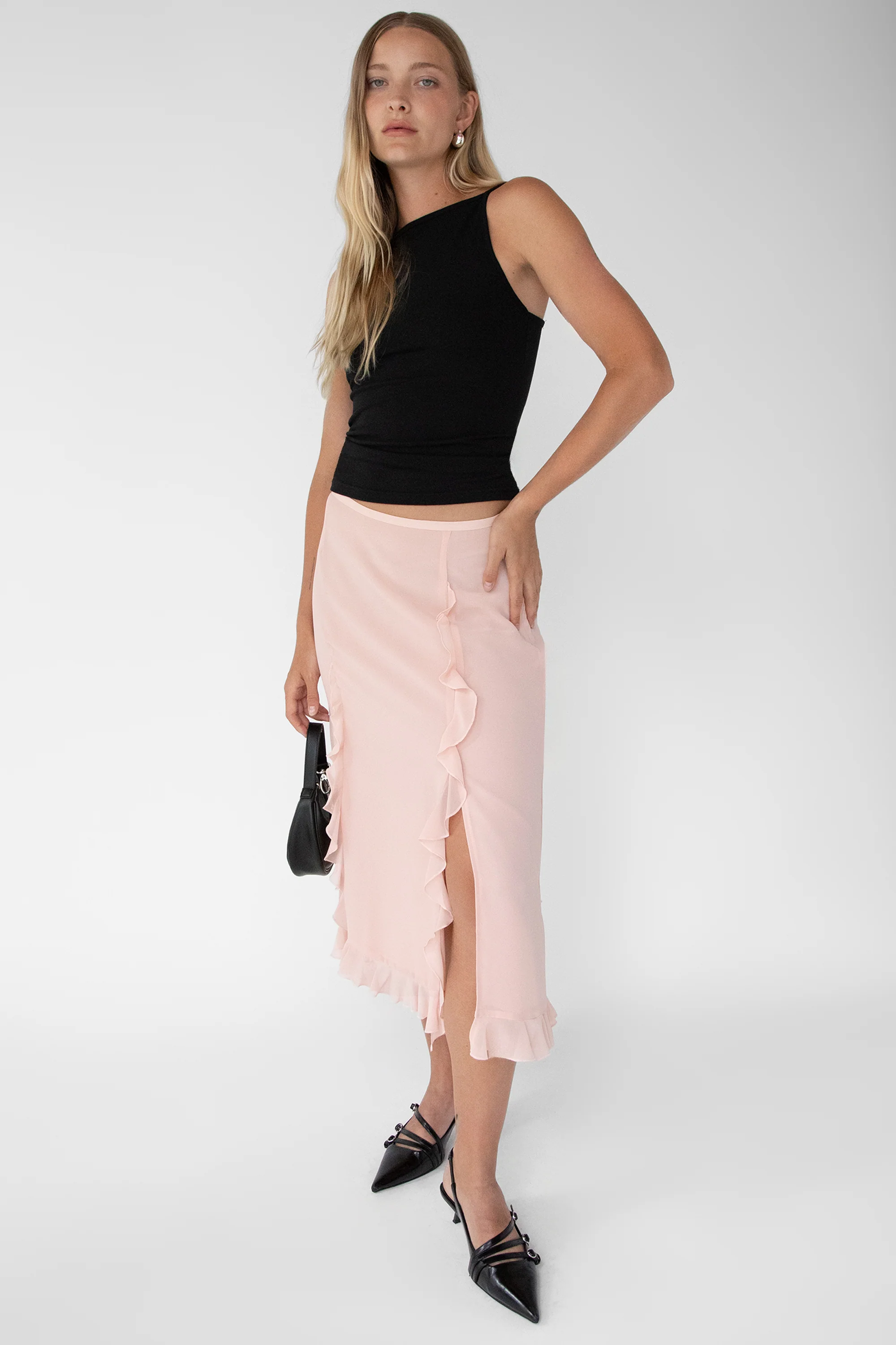 CHIFFON RUFFLED MIDI SKIRT - Image 4