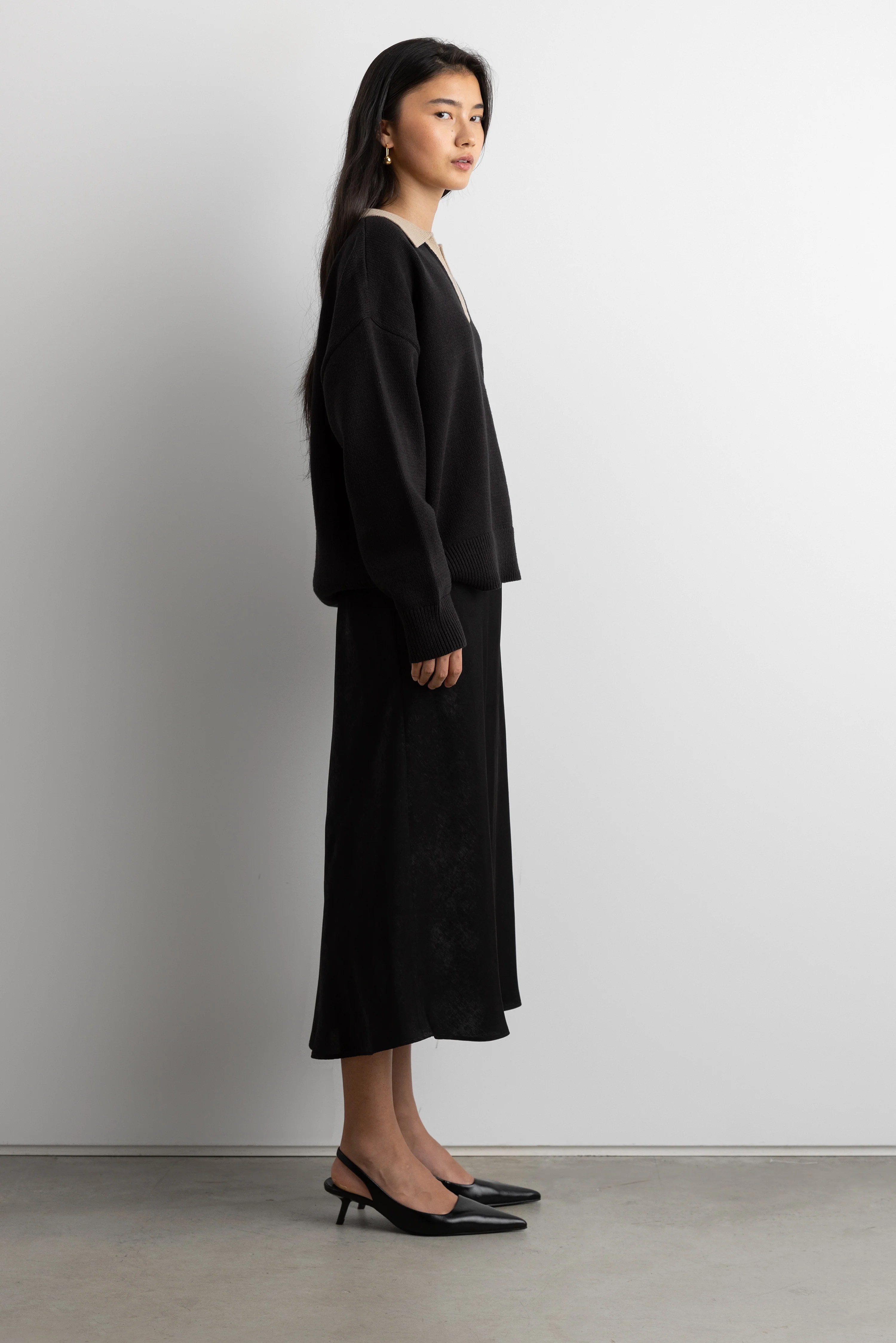 COLLARED CHUNKY KNIT SWEATER - Image 6