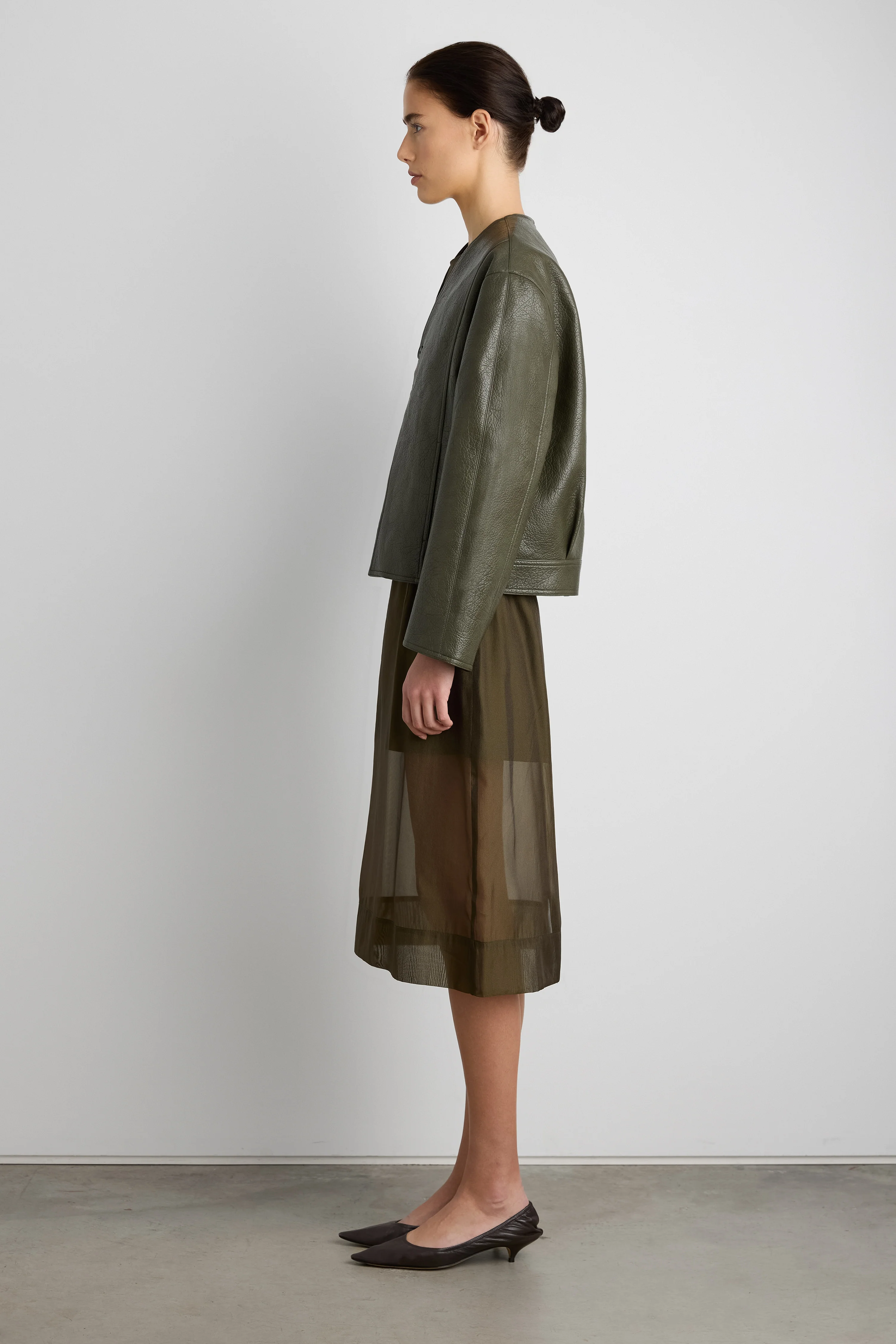 COLLARLESS VEGAN LEATHER JACKET - Image 8