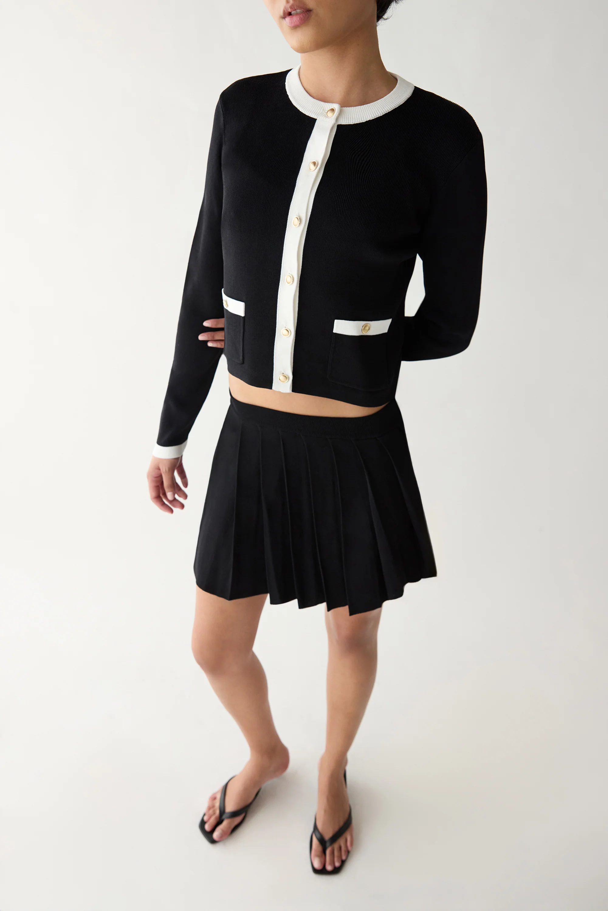 CONTRAST TRIM BUTTON FRONT CARDIGAN - Image 5