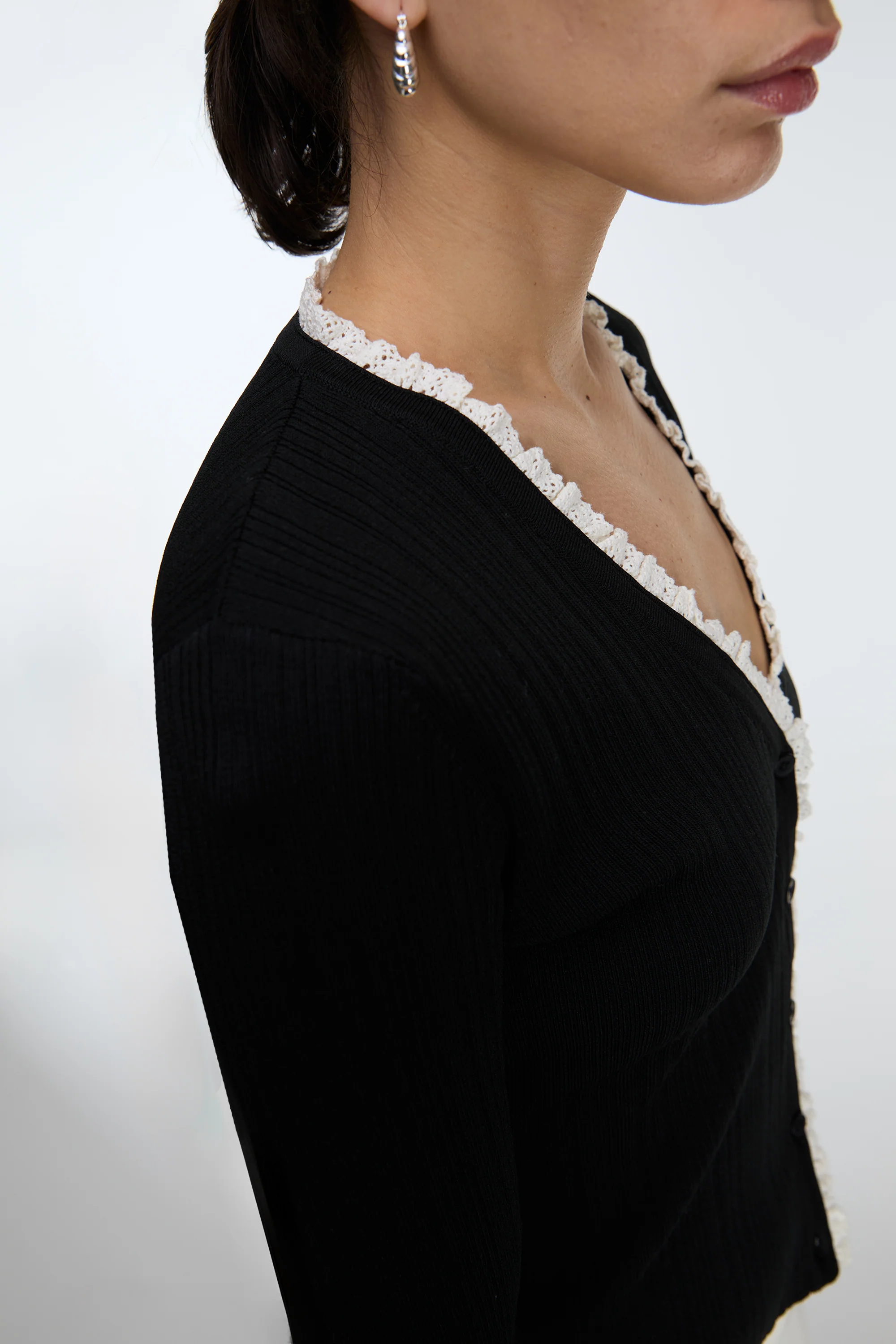 LACE TRIM BUTTON FRONT CARDIGAN - Image 3