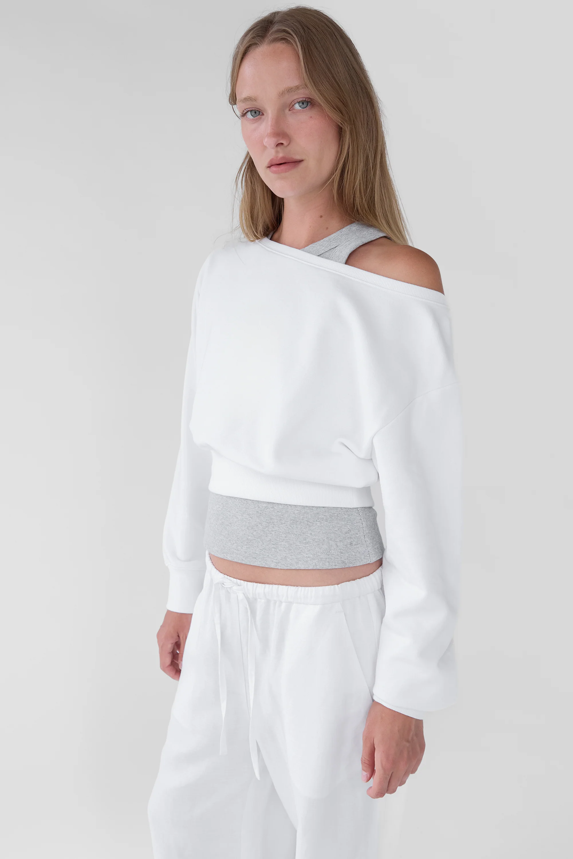 COTTON FRENCH TERRY CROPPED SWEATSHIRT