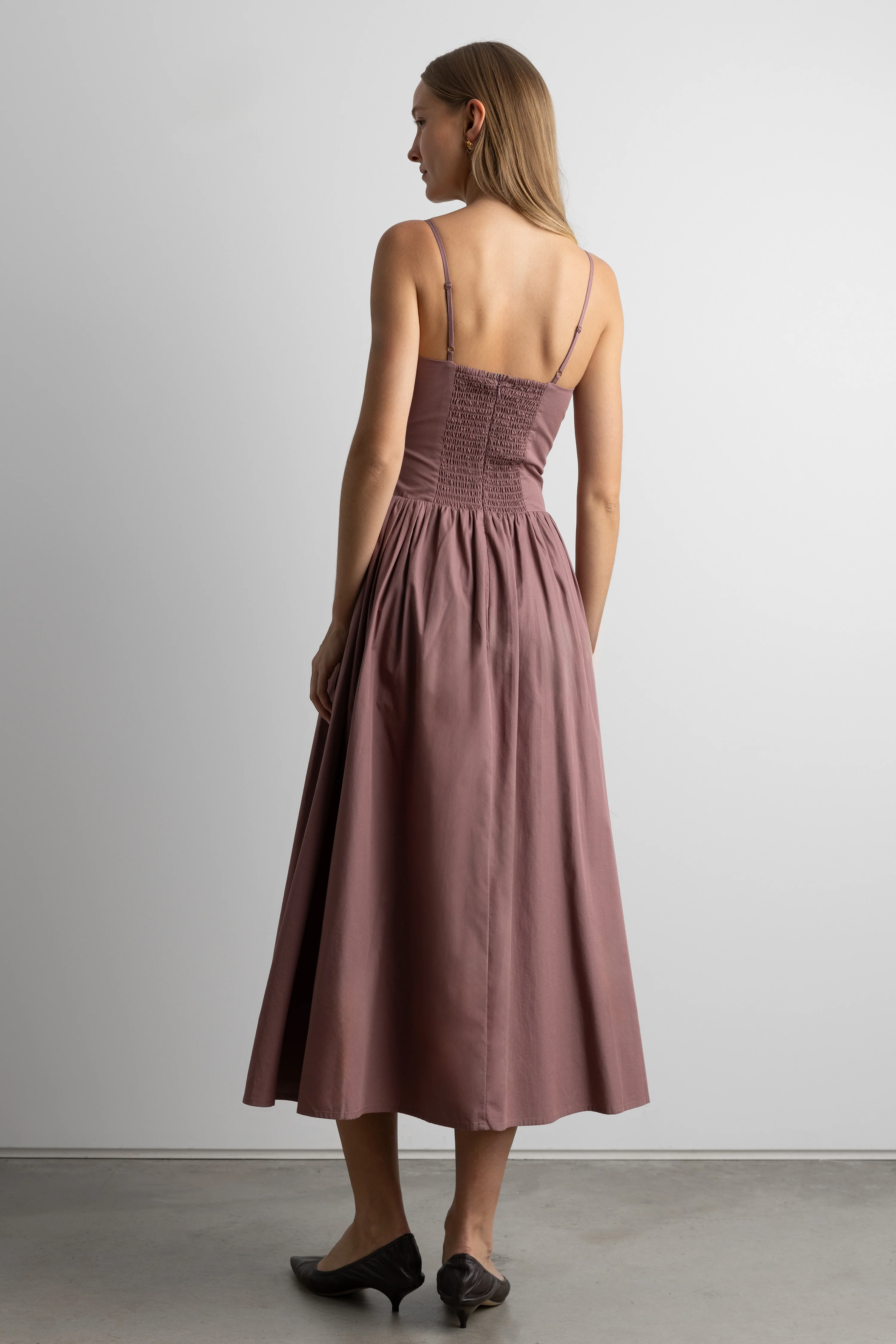 COTTON POPLIN CORSET MIDI DRESS - Image 7