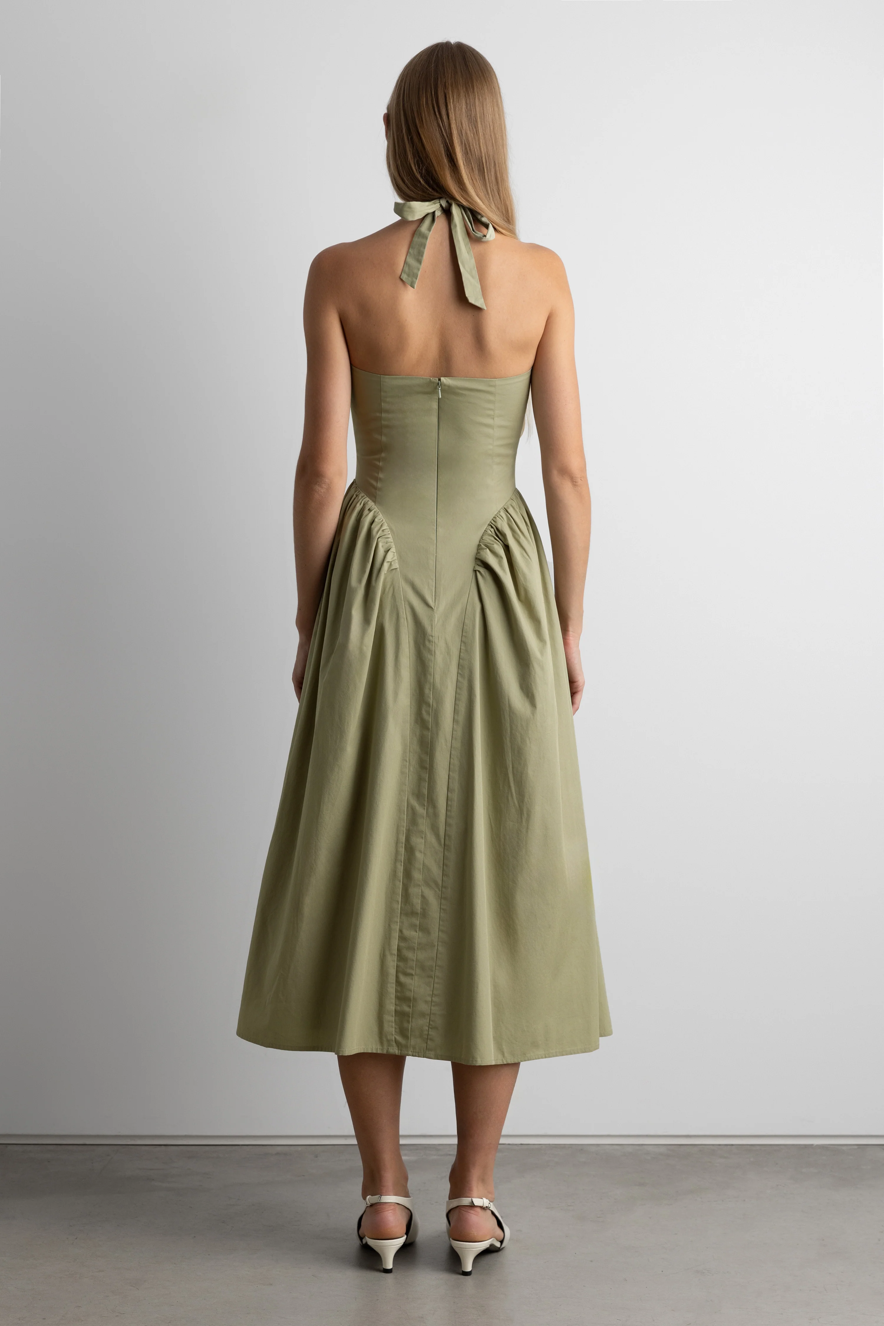 COTTON POPLIN HALTER MIDI DRESS - Image 9