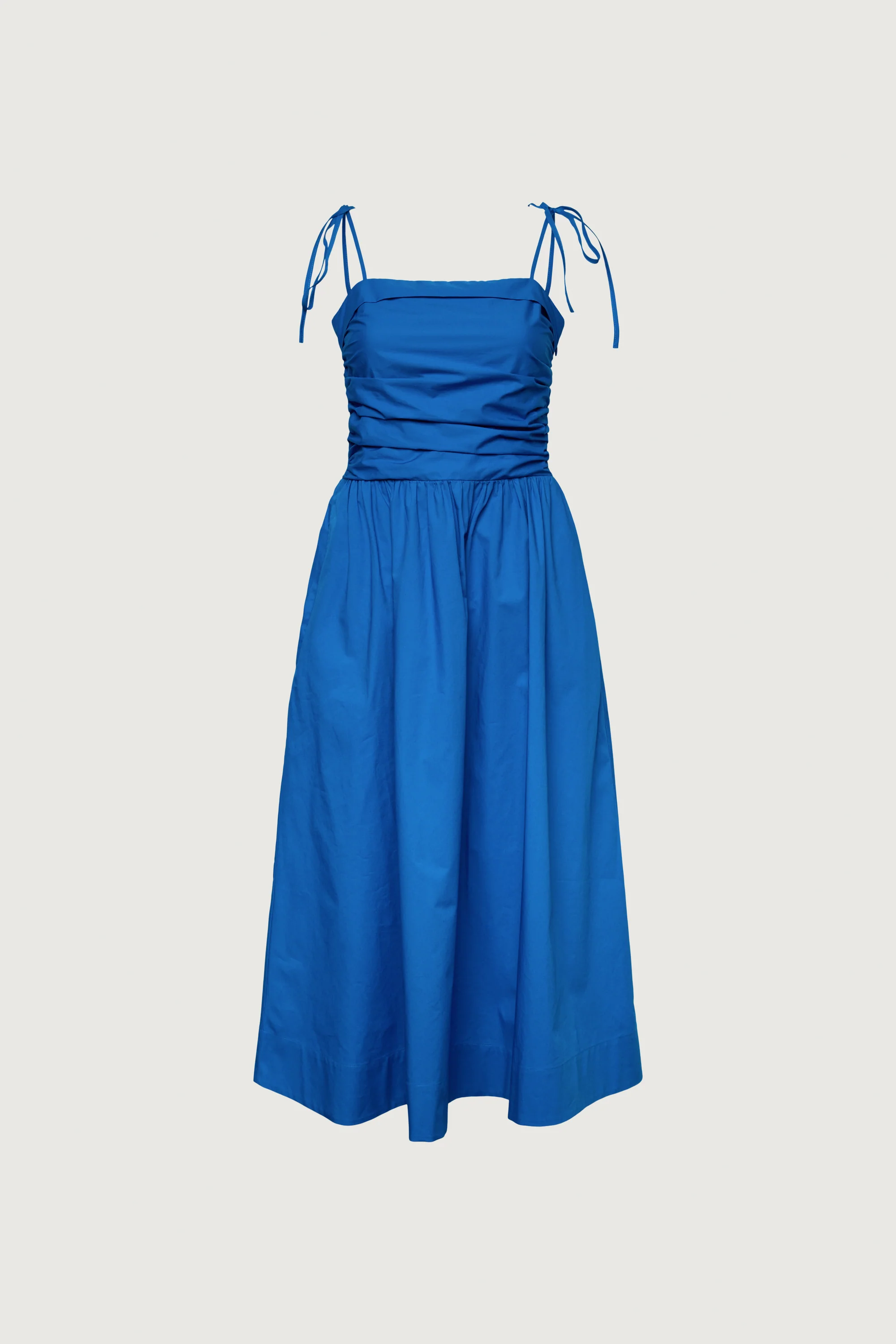 COTTON POPLIN SQUARE NECK MIDI DRESS - Image 12