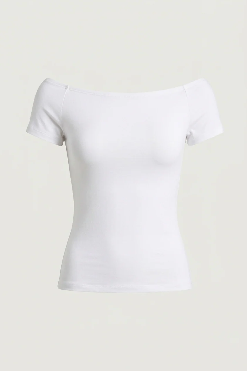 COTTON WIDE NECKLINE TOP - Image 4