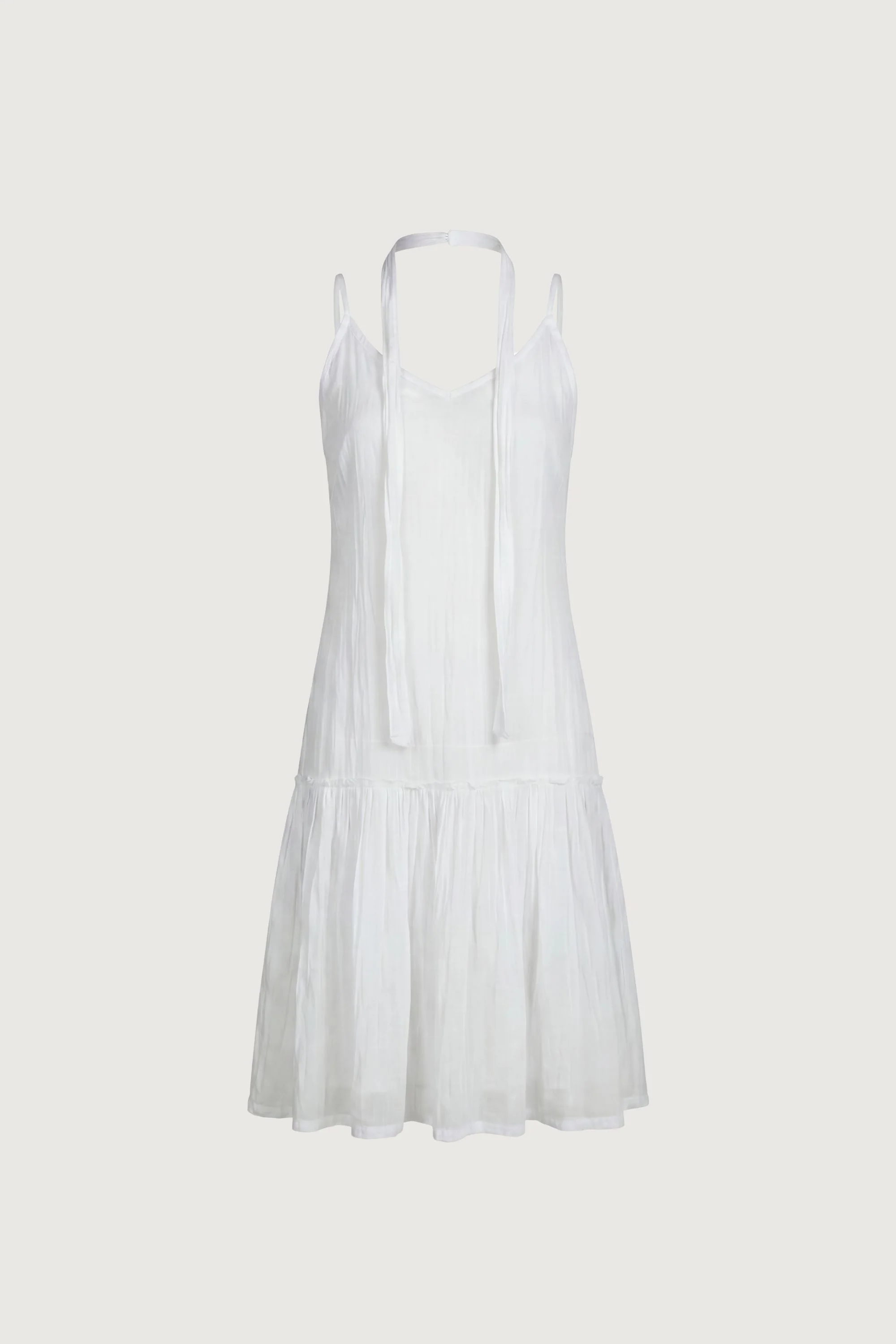 CRINKLE EFFECT LAYERED MINI DRESS WITH SCARF - Image 4