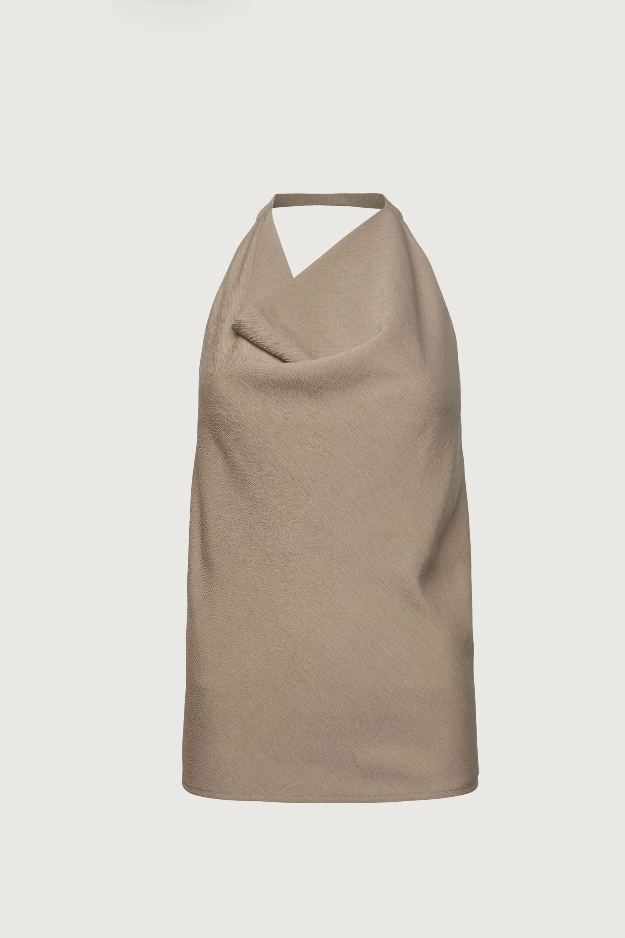 CRINKLED RAYON COWL NECK HALTER TOP - Image 5
