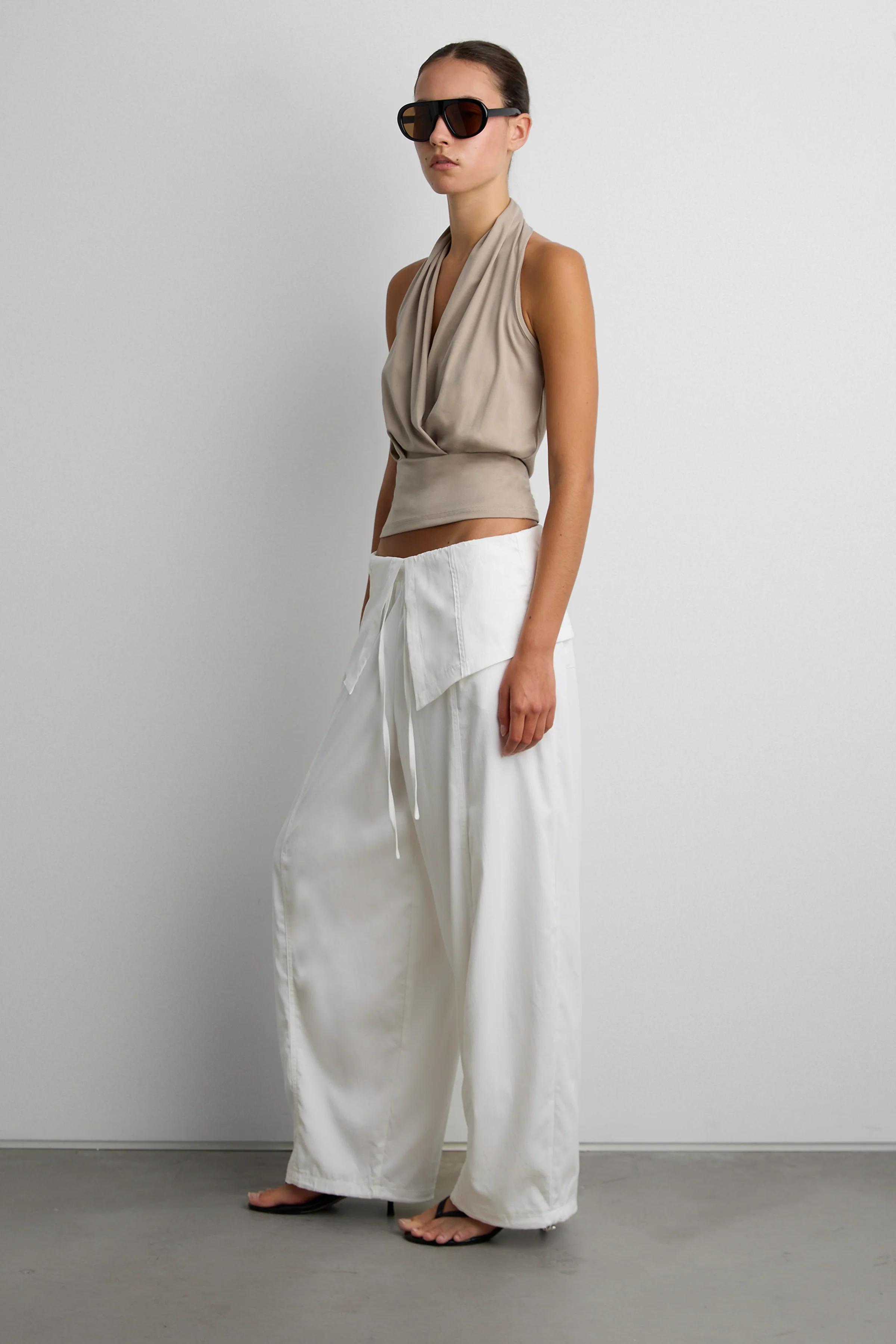 DRAPED HALTER NECK TOP WITH SNAP BUTTON DETAIL - Image 2