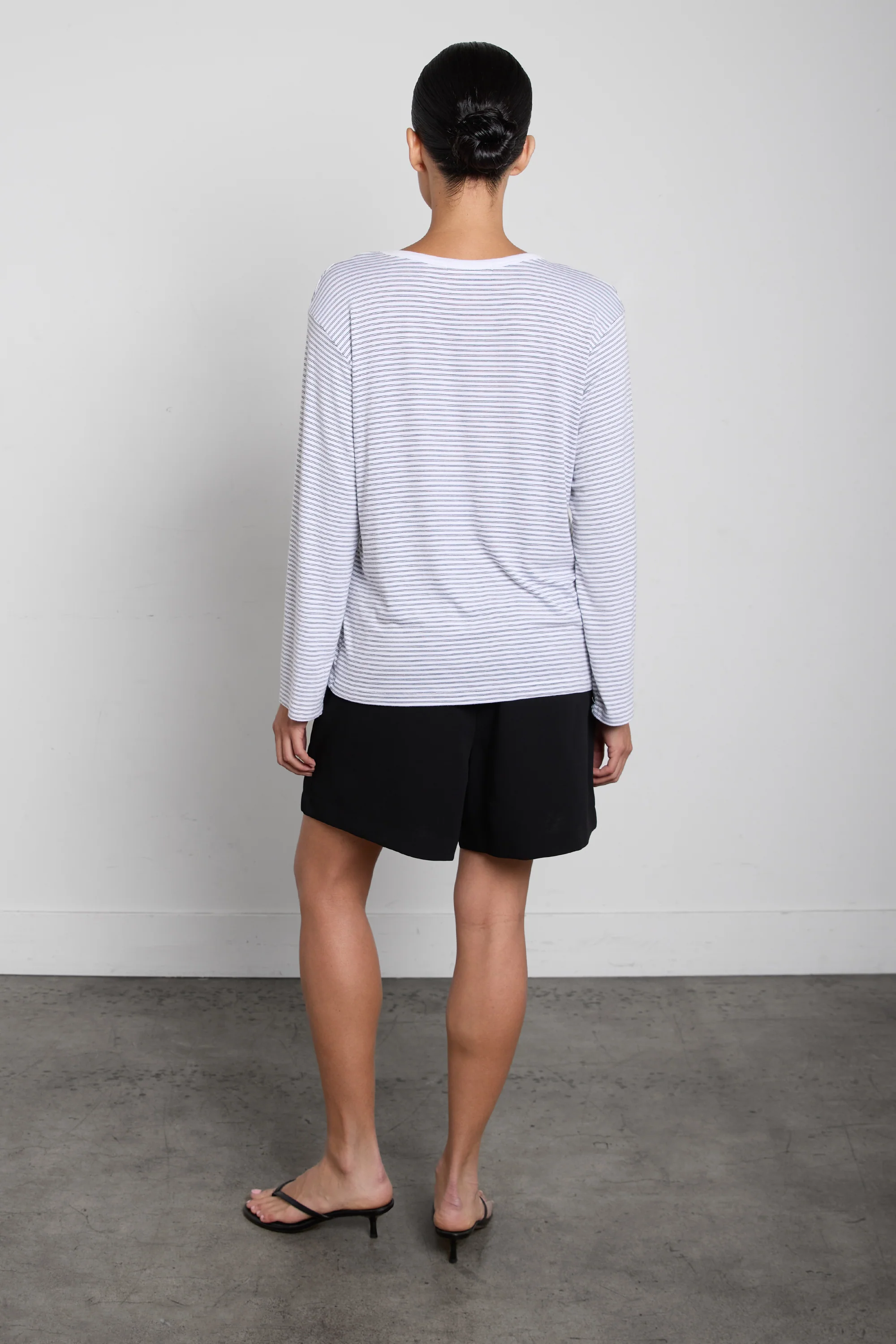 STRIPED DROP SHOULDER TOP WITH CONTRAST NECK - Image 4