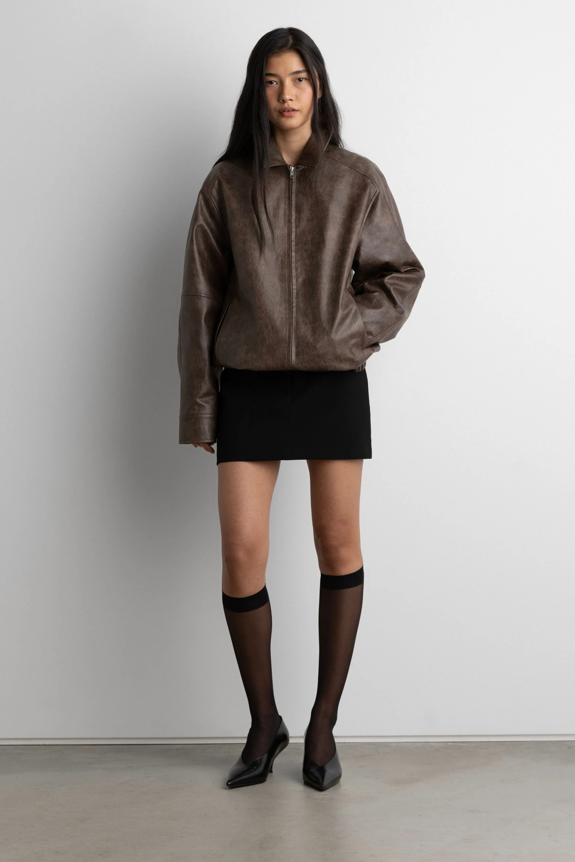 VEGAN LEATHER BOMBER JACKET - Image 11