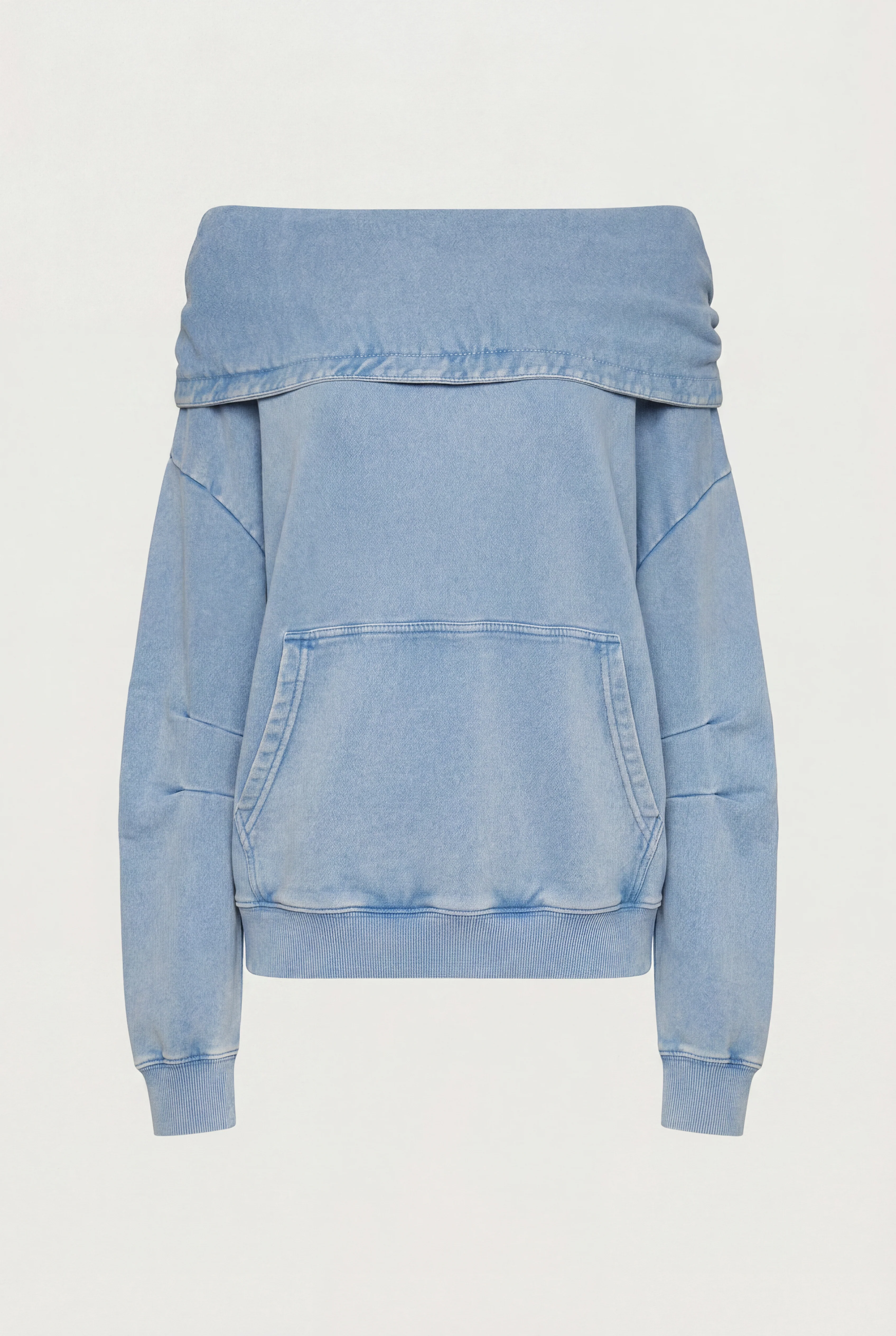 GARMENT DYED SLOUCHY OFF THE SHOULDER HOODIE - Image 7