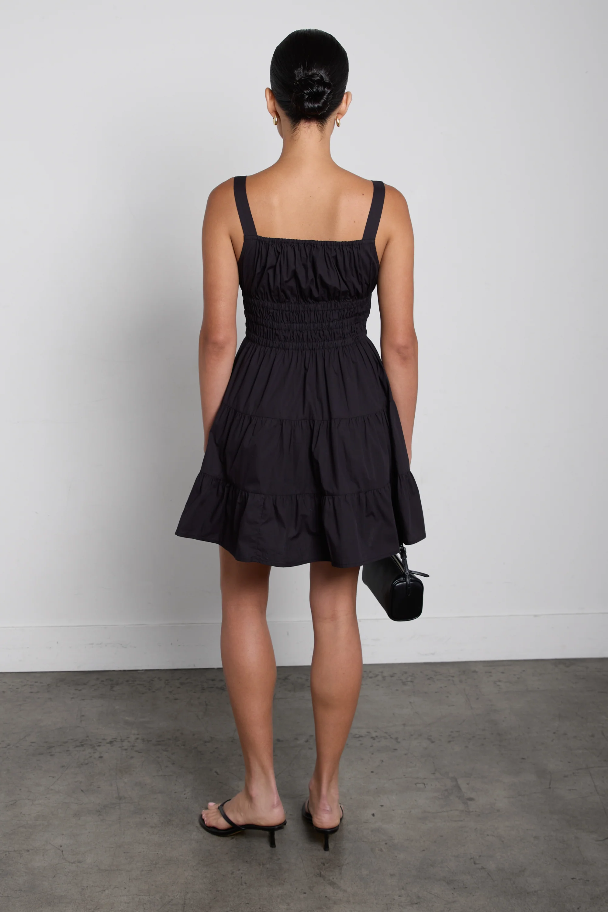 GATHERED COTTON POPLIN MINI DRESS - Image 4