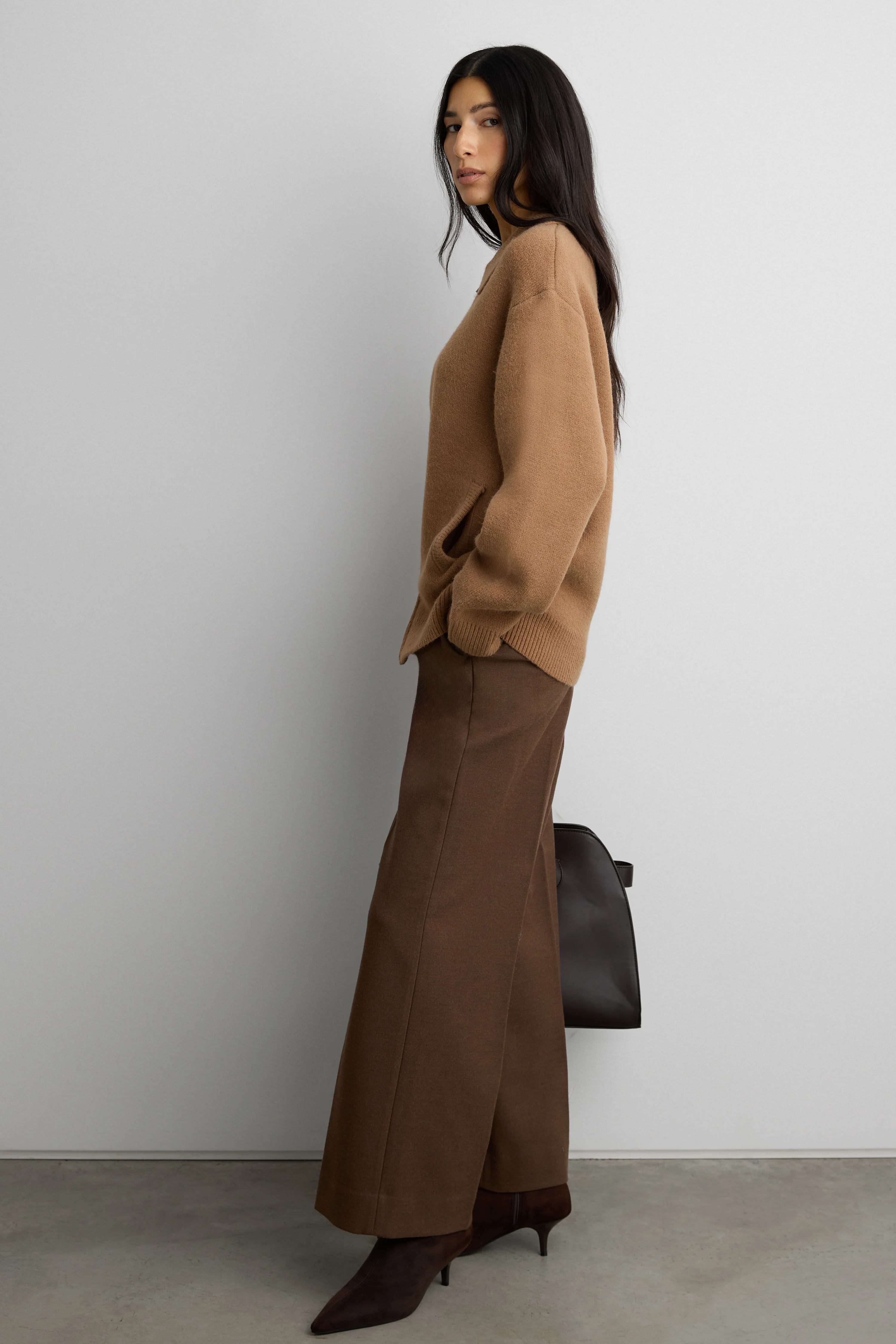 KNIT COLLARED ZIP-UP CARDIGAN - Image 5