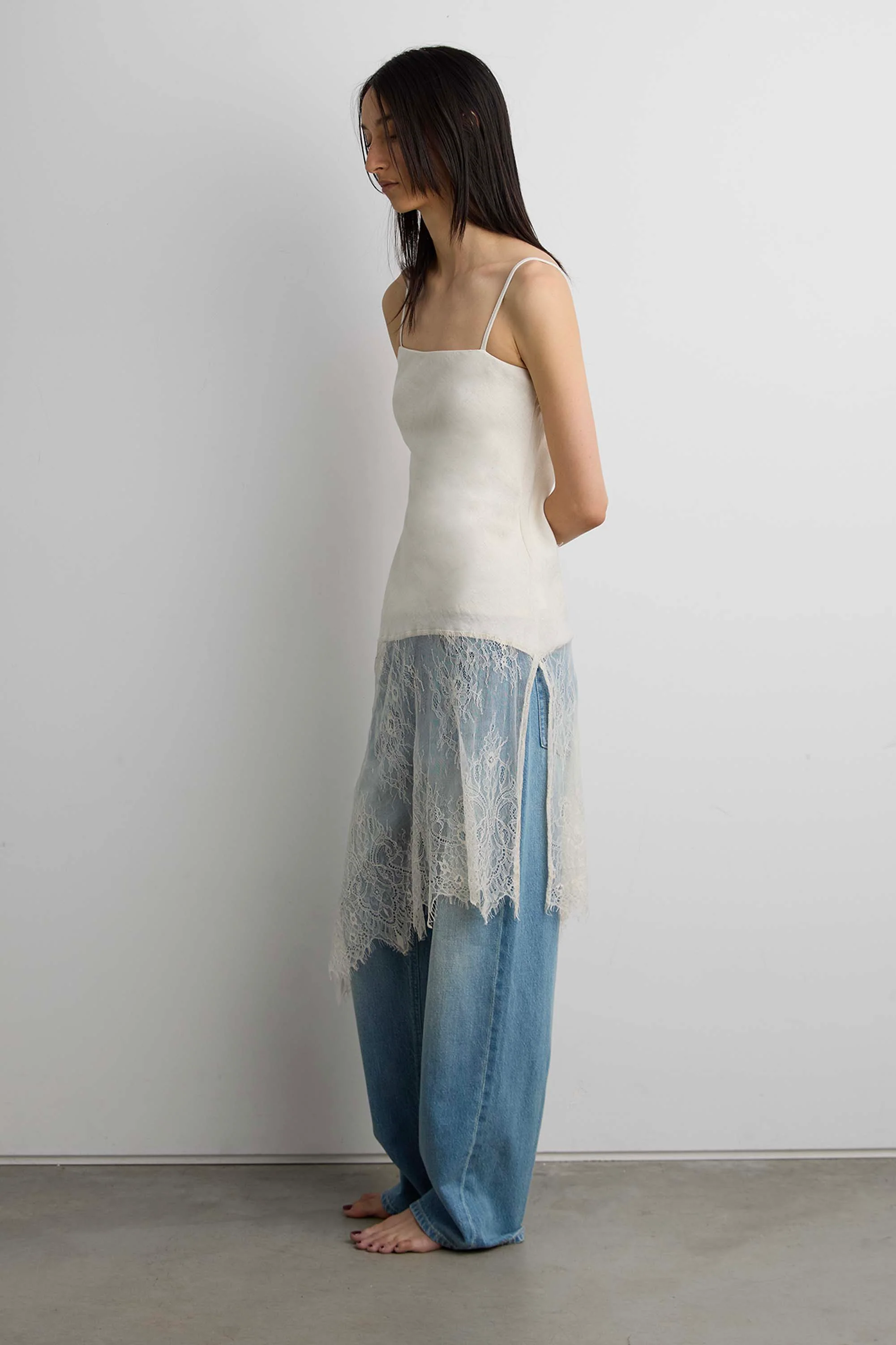 LACE PANELLED ASYMMETRICAL CAMISOLE - Image 3