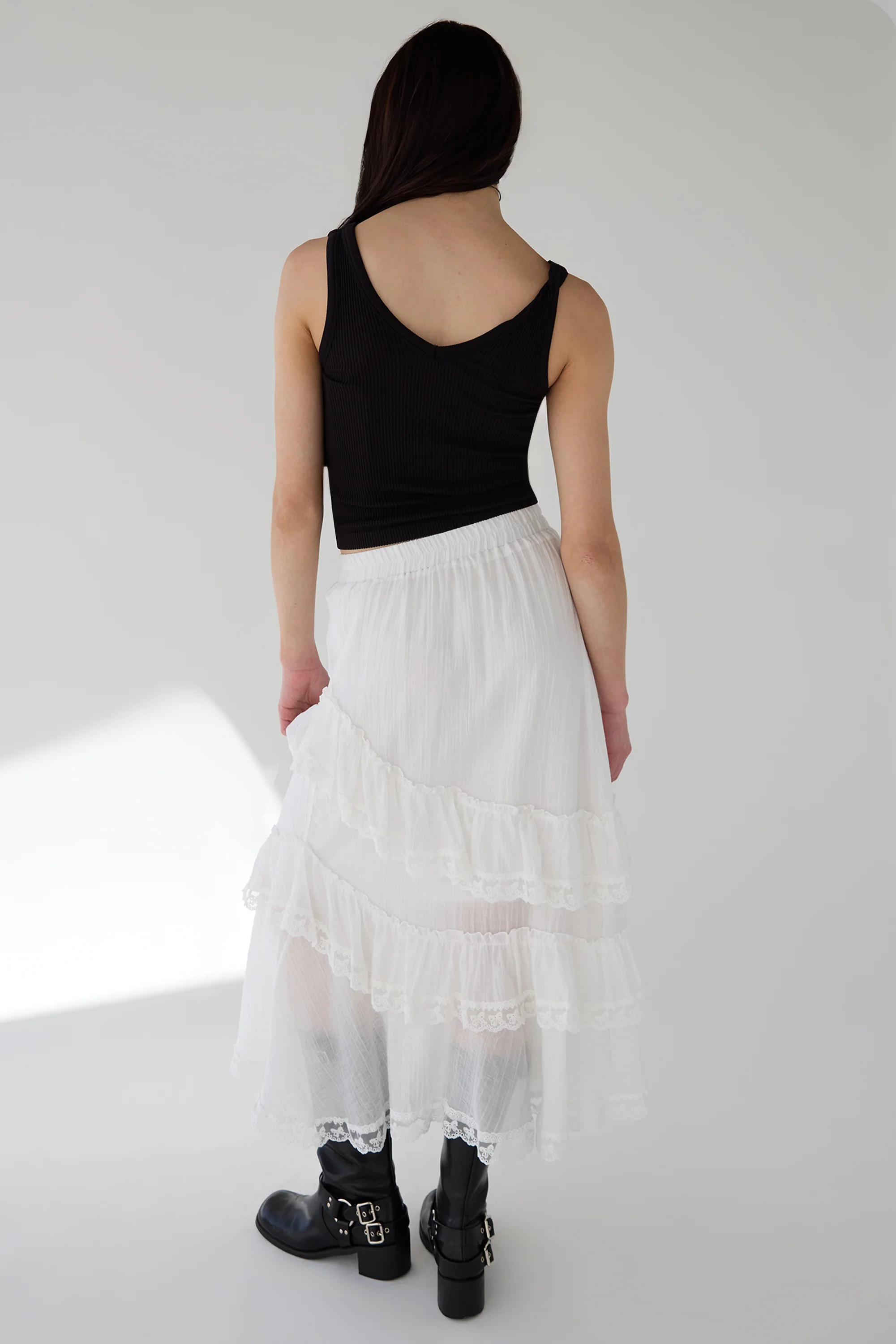 LACE TIERED MAXI SKIRT - Image 4