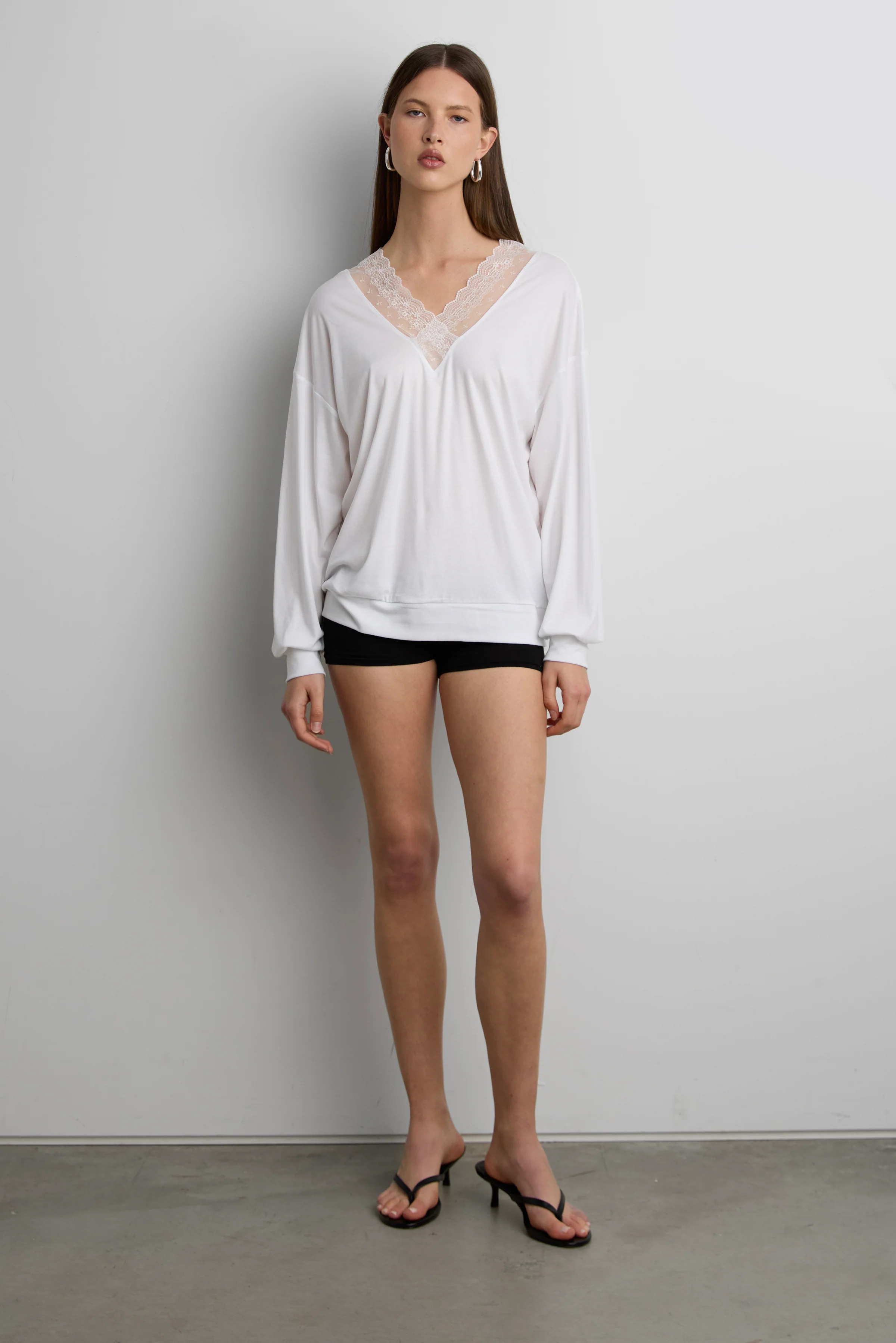LACE TRIM V-NECK SLOUCHY TOP - Image 2