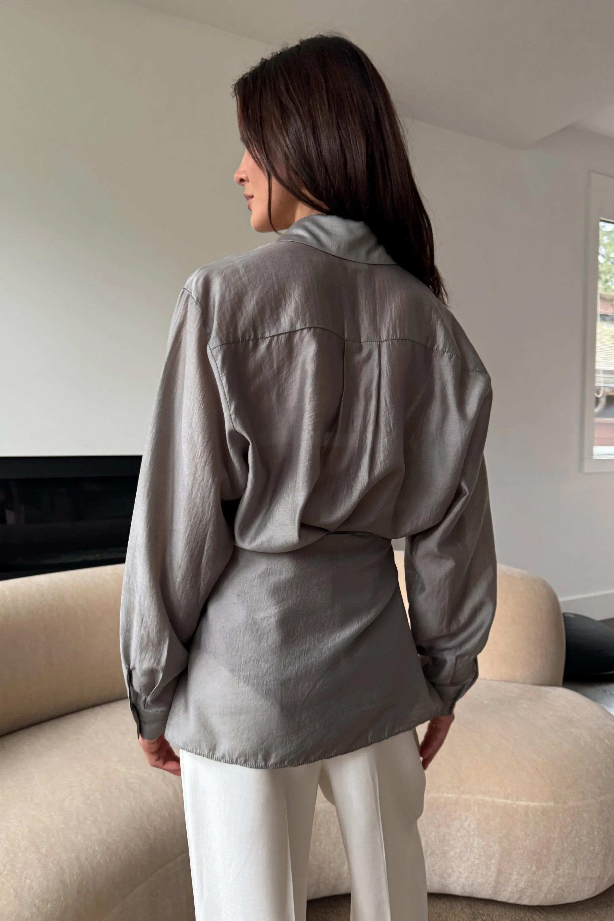 LAYERED TENCEL SHIRT AND SKIRT SET - Image 2