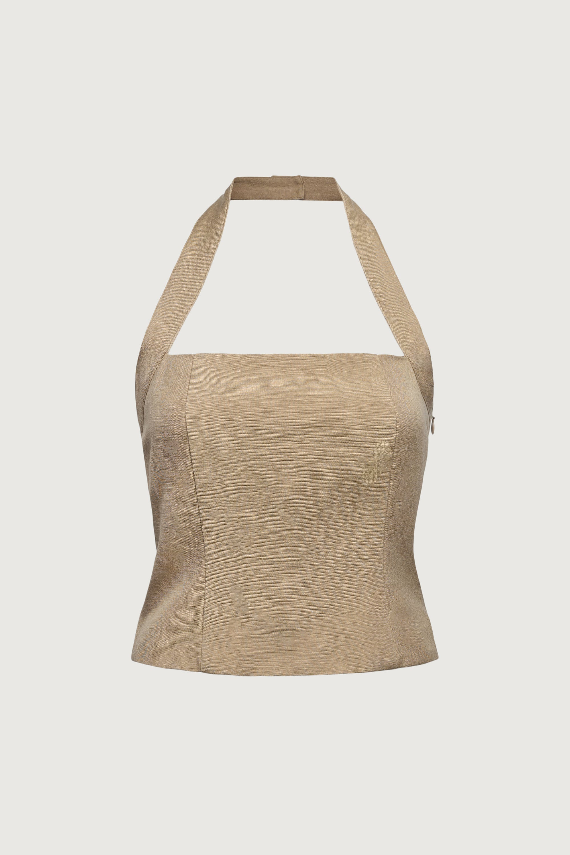 LINEN BLEND HALTER SQUARE NECK TOP - Image 5