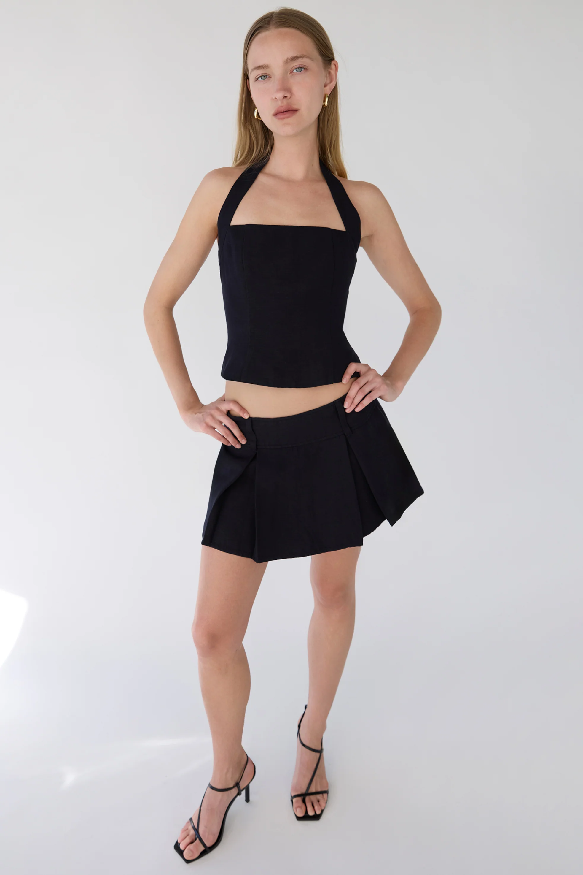 LINEN BLEND PLEATED MINI SKIRT - Image 7