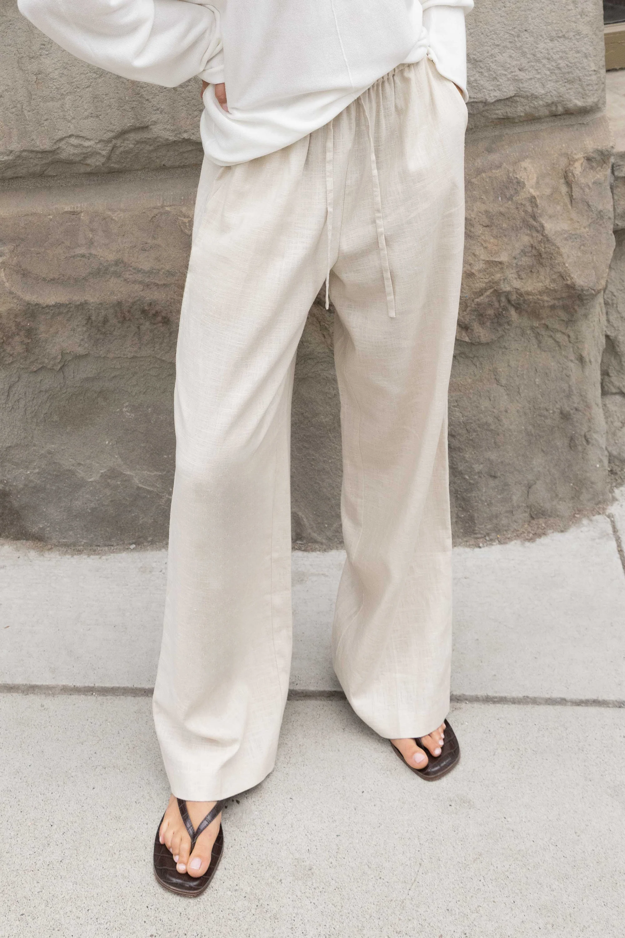 LINEN BLEND WIDE LEG PANT - Image 12
