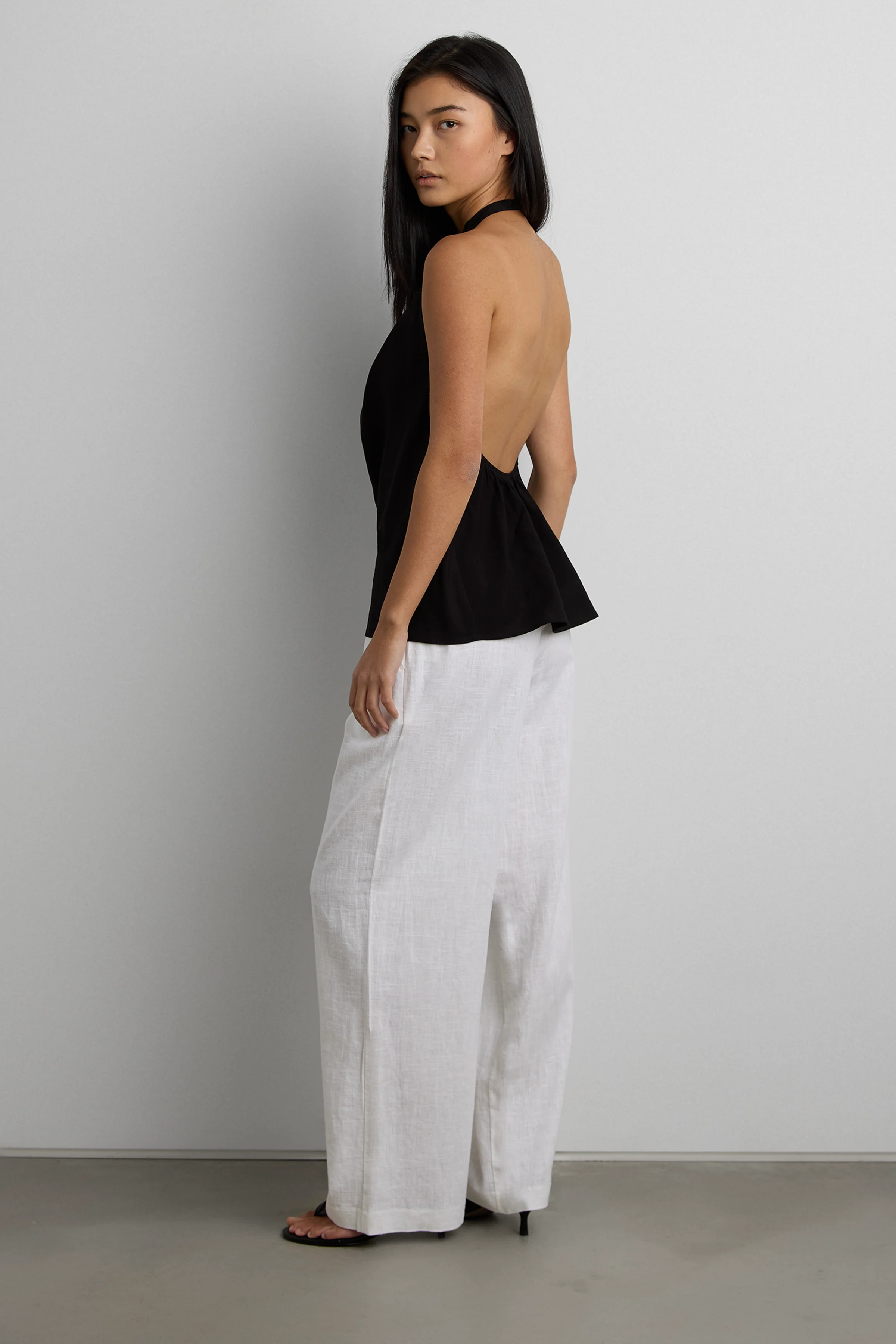 LINEN BLEND WIDE LEG PANT - Image 4