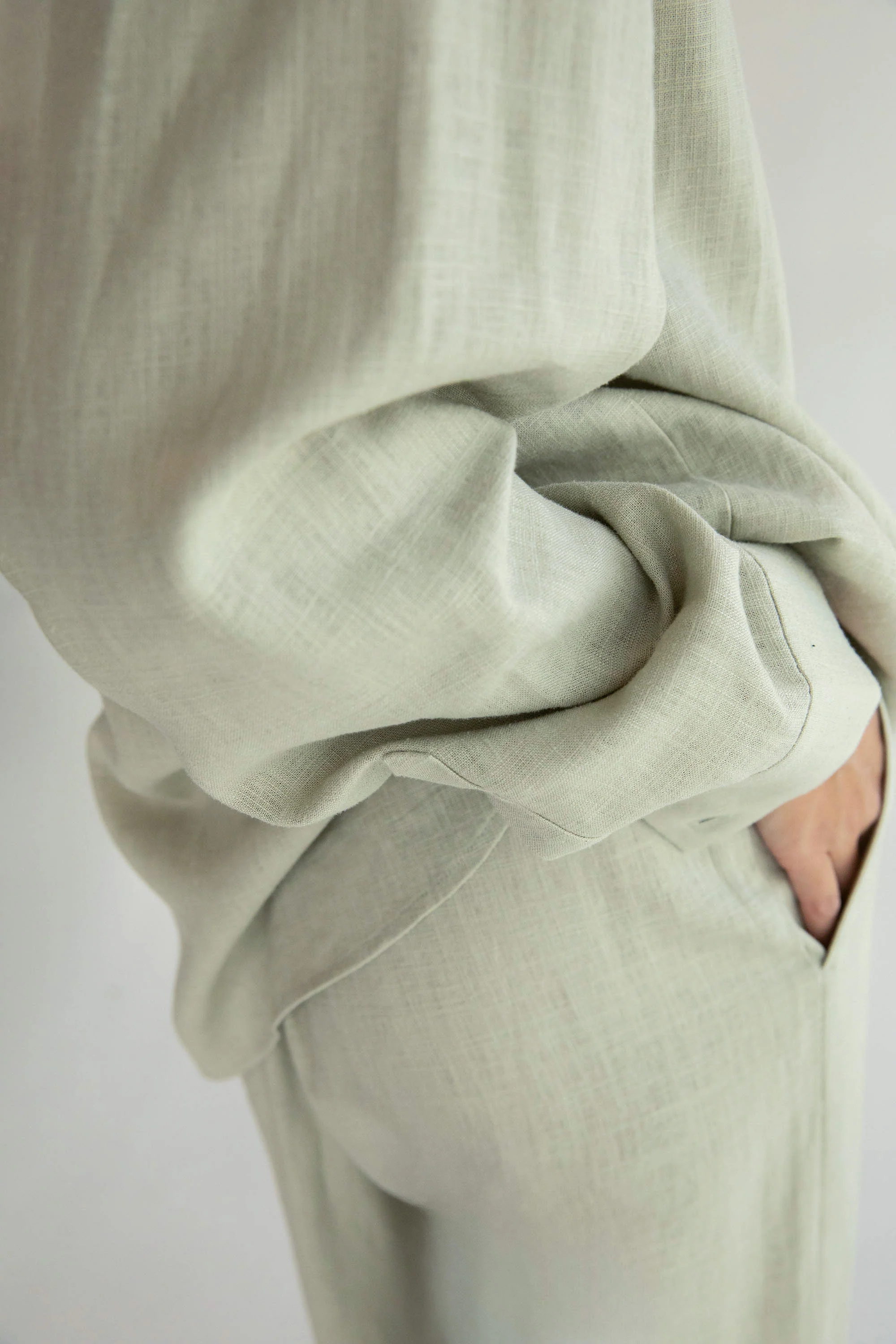LINEN BLEND WIDE LEG PANT - Image 7