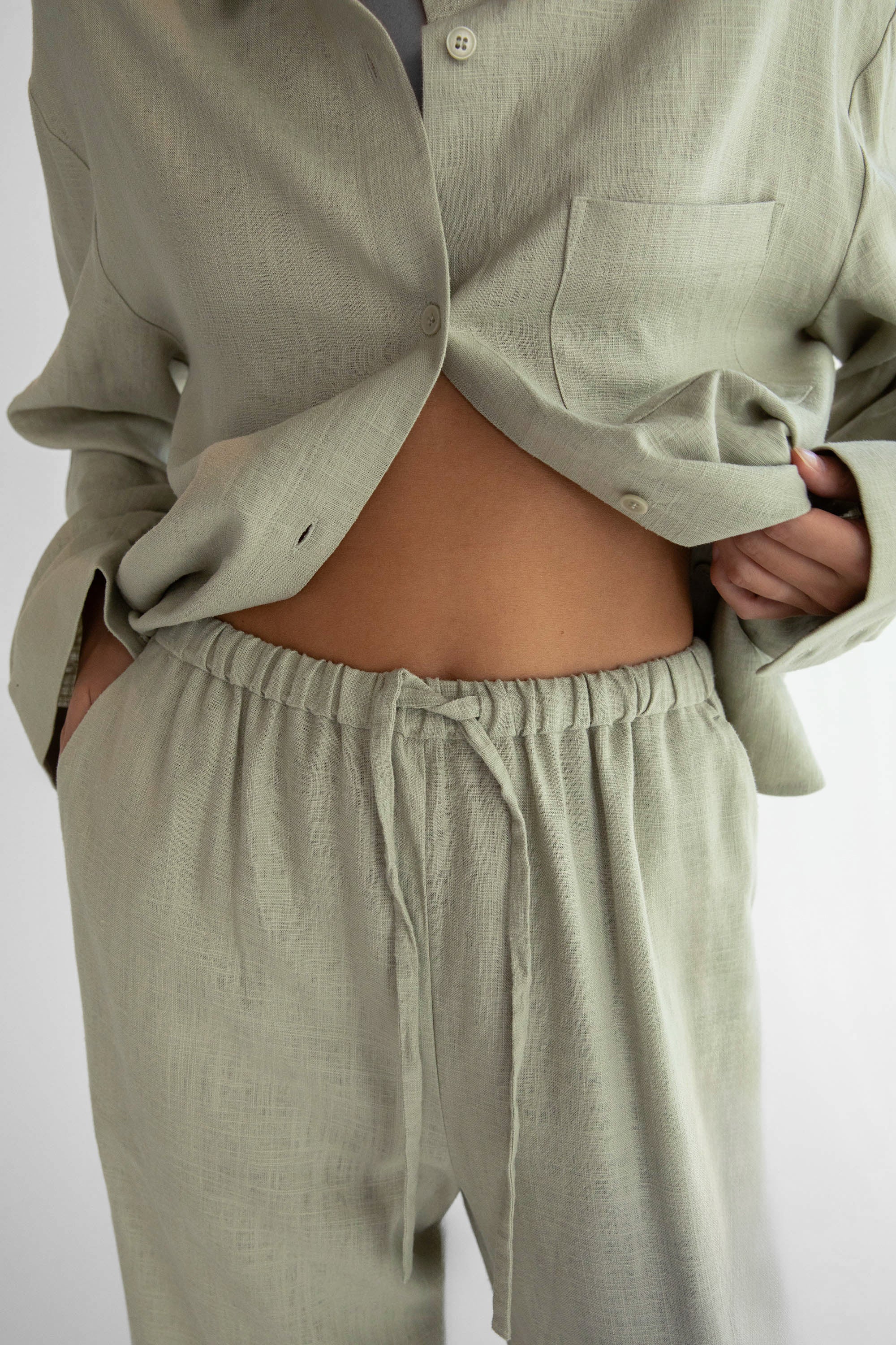 LINEN BLEND WIDE LEG PANT - Image 9