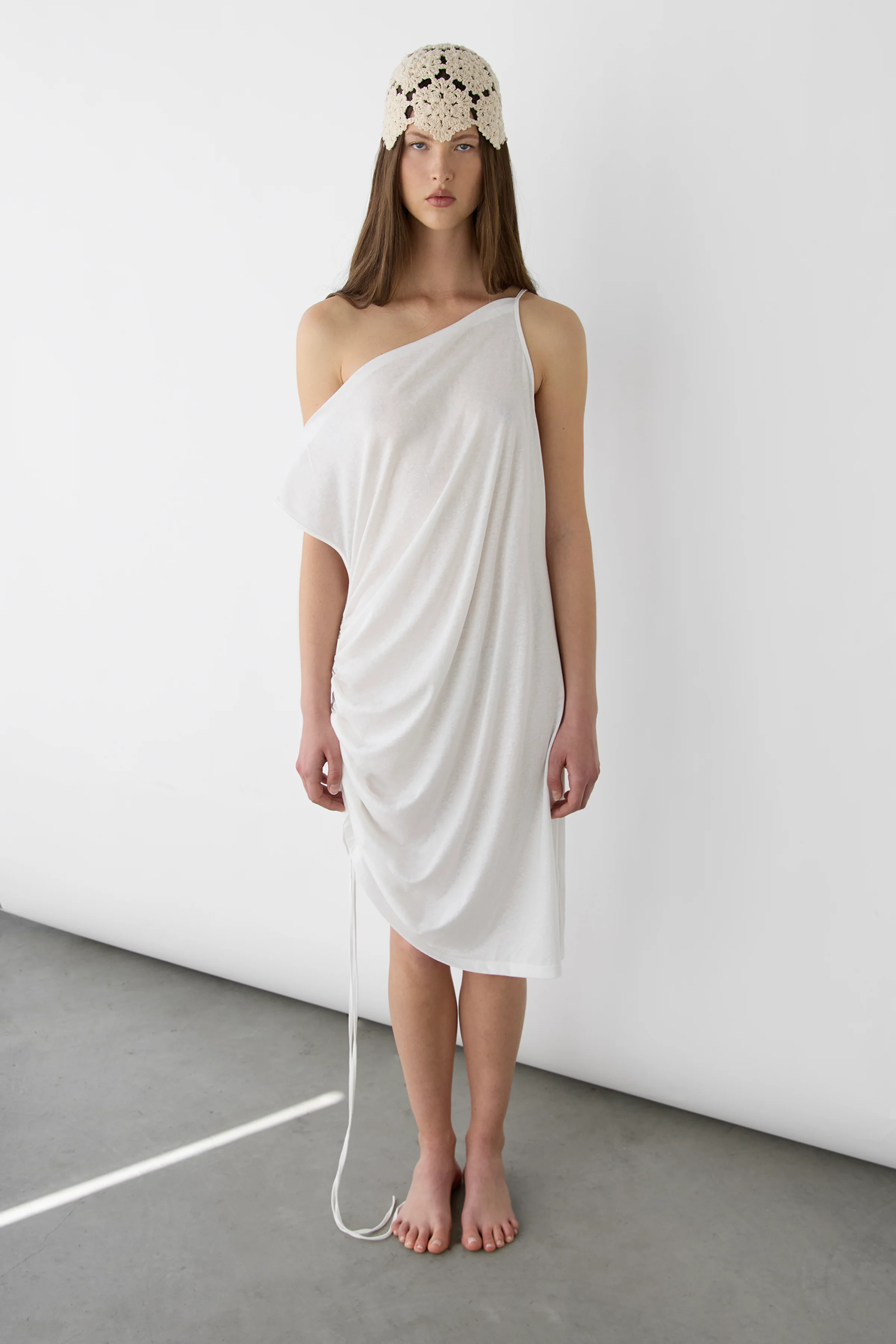 MIDI DRESS WITH ADJUSTABLE SIDE RUCHED DETAIL - Image 8