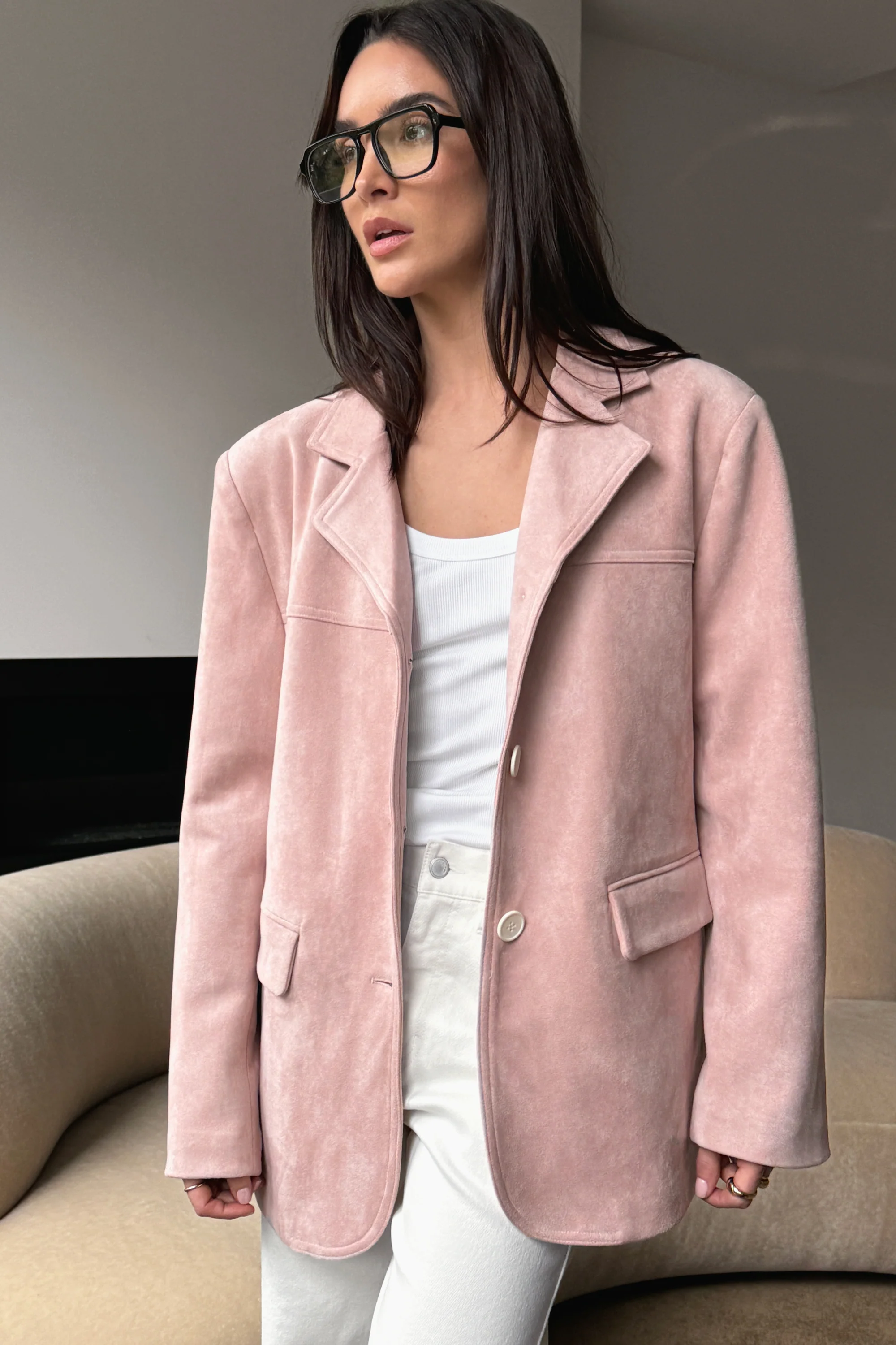 OVERSIZED VEGAN SUEDE BLAZER - Image 15