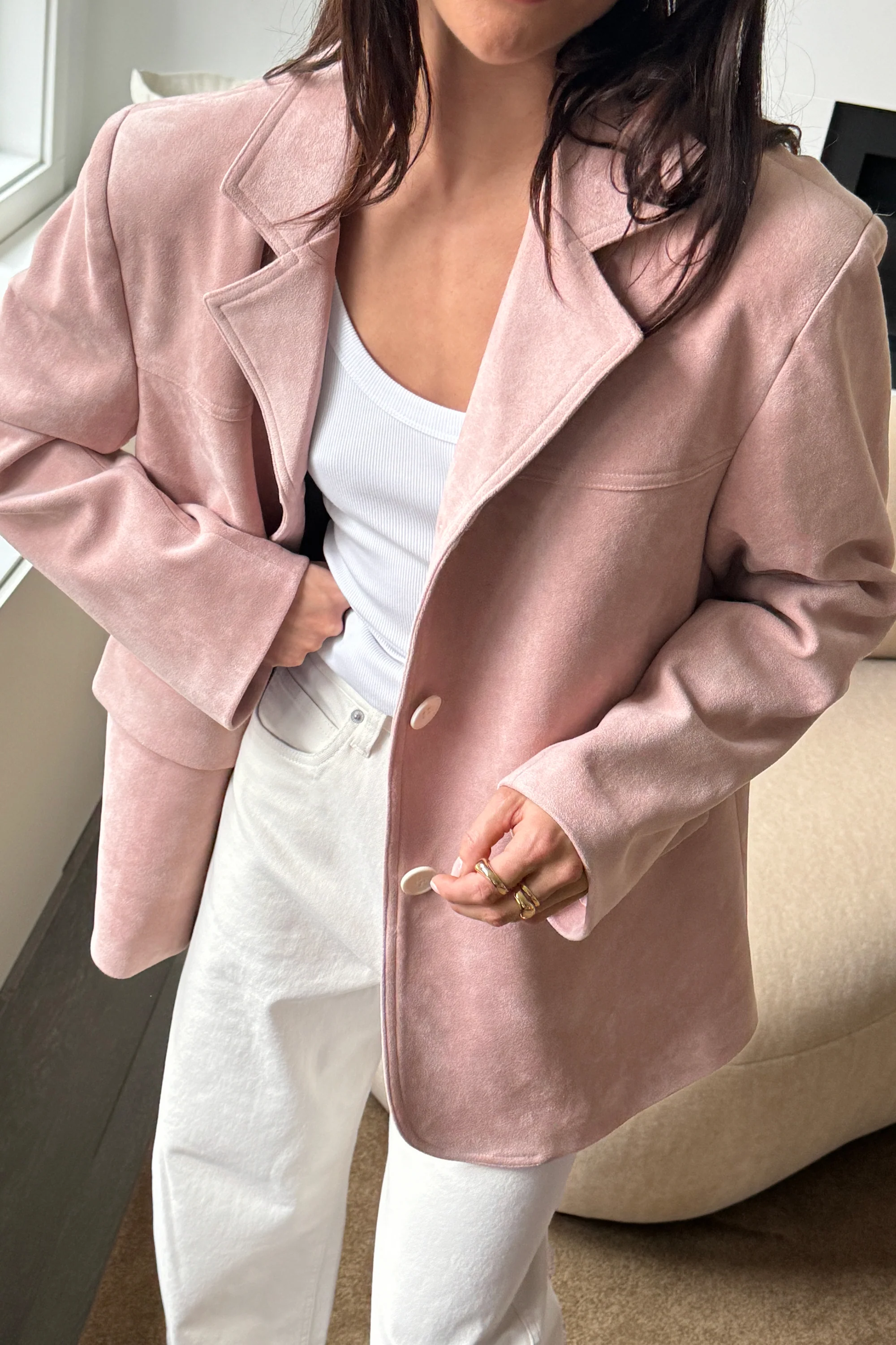 OVERSIZED VEGAN SUEDE BLAZER - Image 17