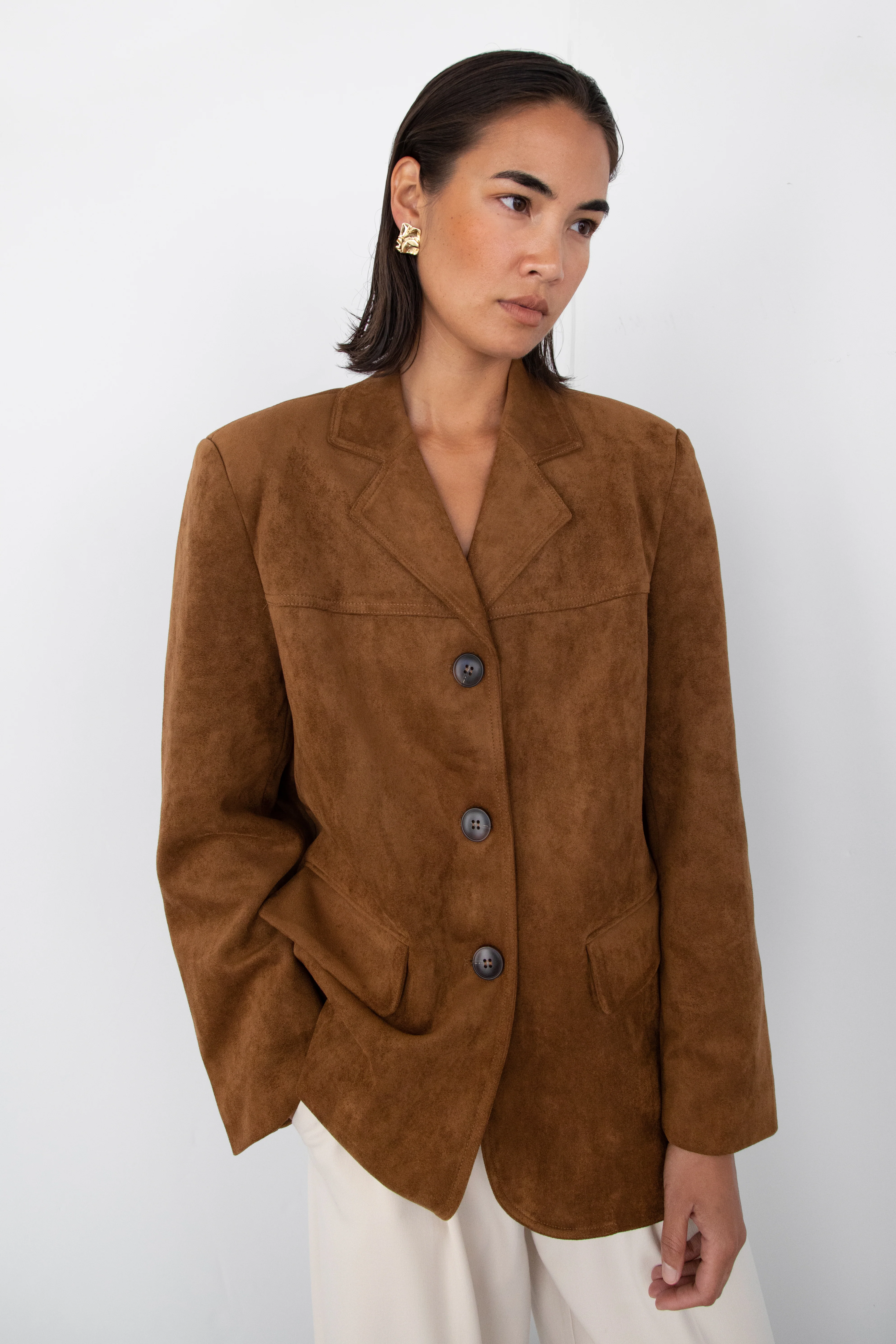 OVERSIZED VEGAN SUEDE BLAZER - Image 5