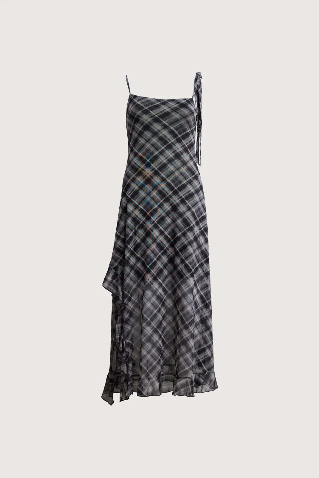 PLAID TIE-NECK SLIP DRESS - Image 5