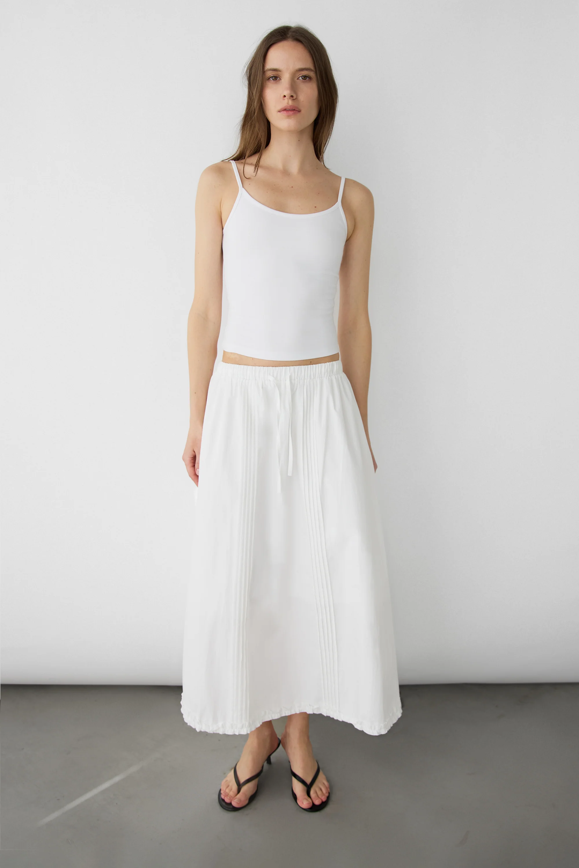 DRAWSTRING WAIST MAXI SKIRT