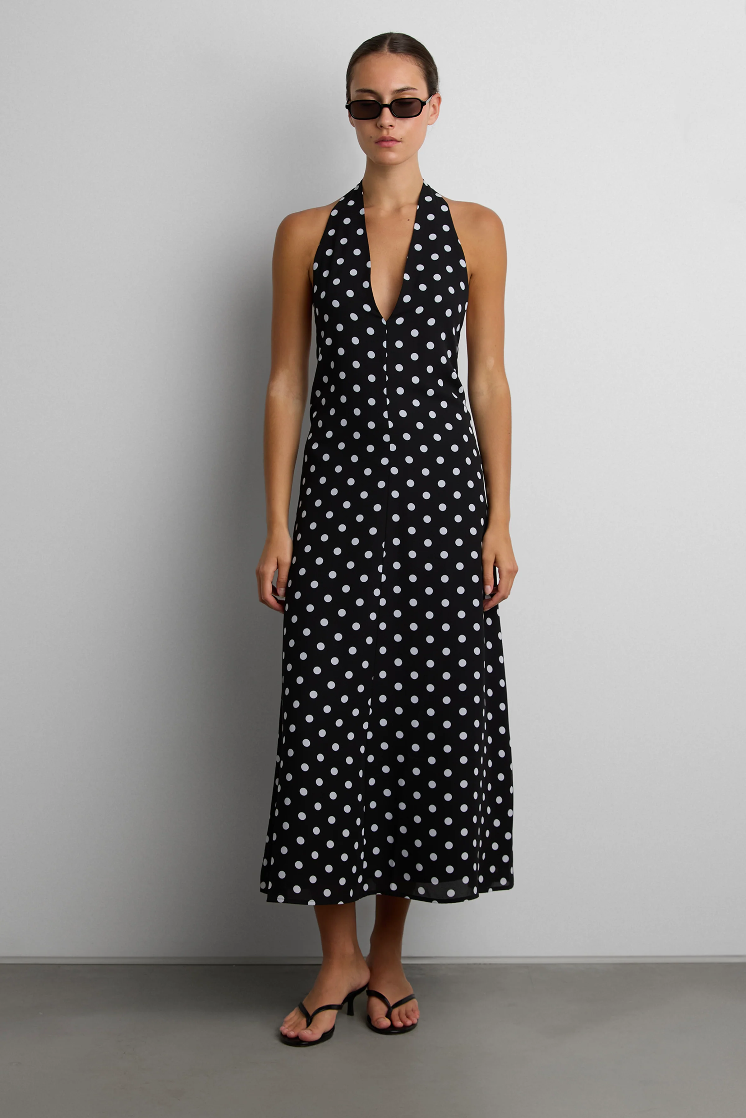 POLKA DOT V-NECK MAXI DRESS - Image 6