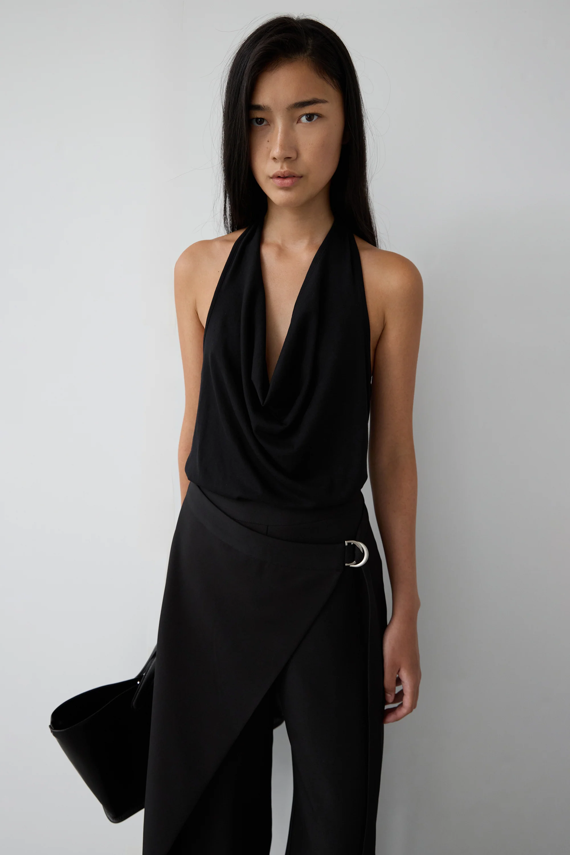 RAYON BLEND TIE NECK HALTER TOP - Image 2