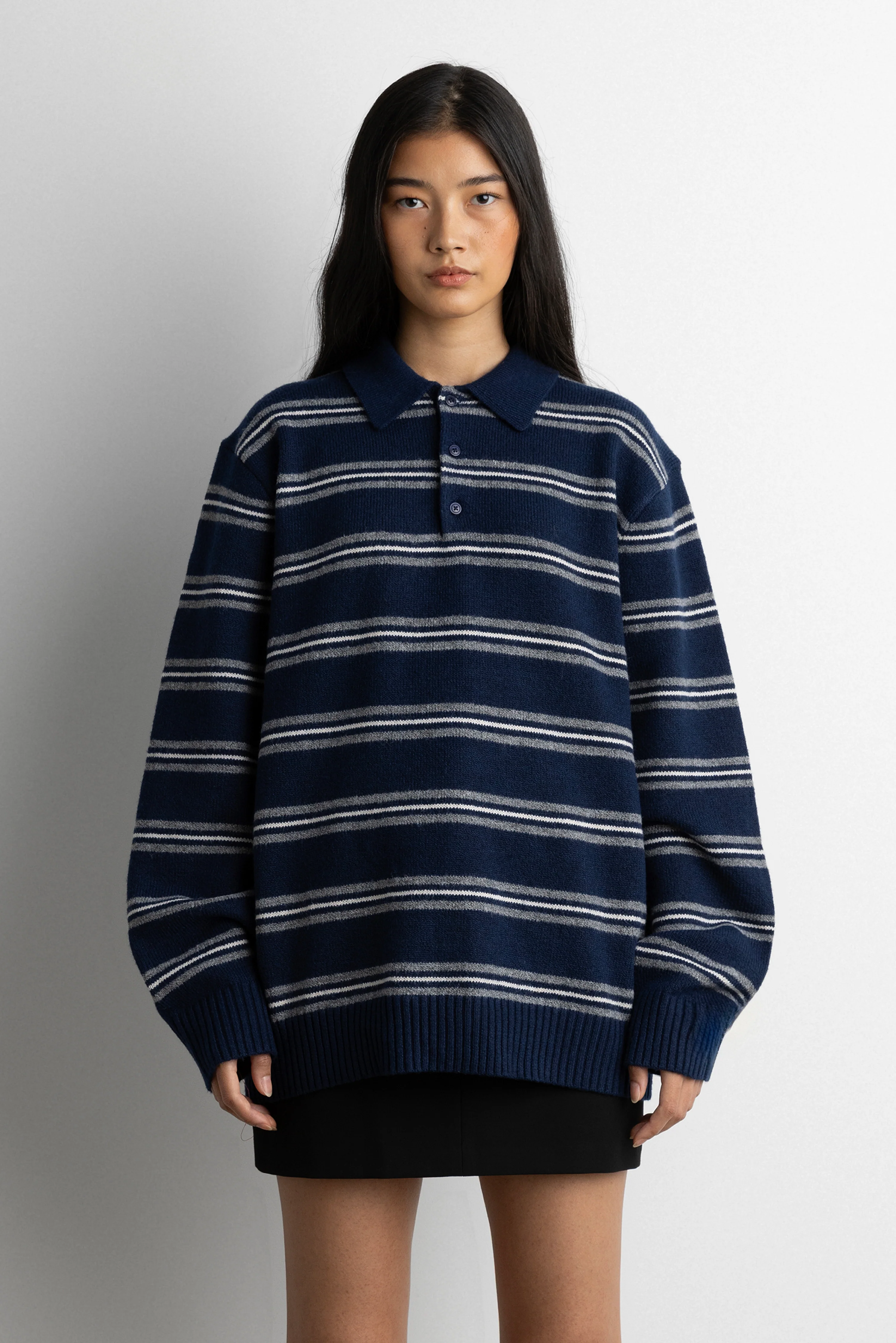 STRIPED LONG SLEEVE POLO SWEATER - Image 10