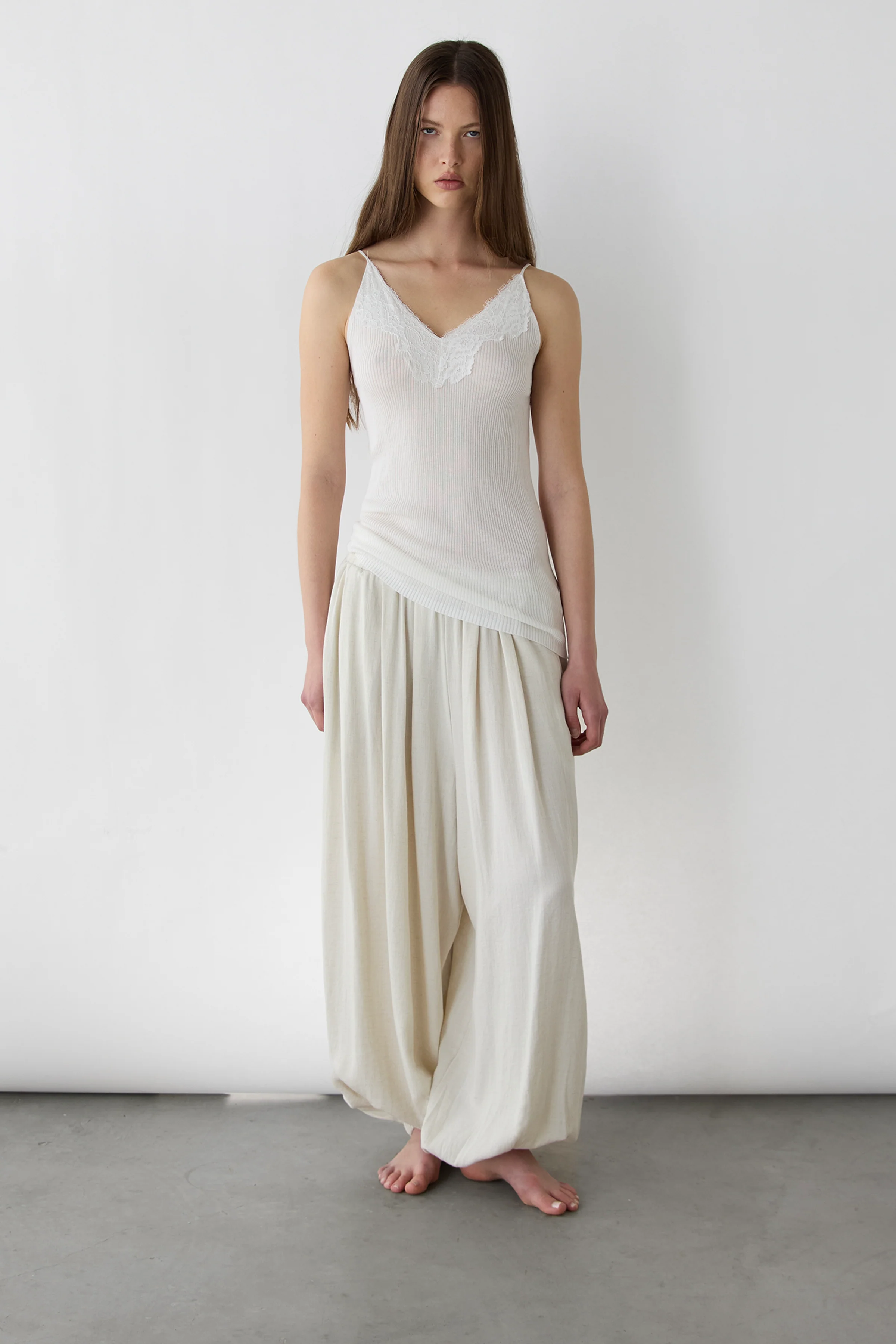 RIBBED KNIT LACE CAMI TANK TOP - Image 2