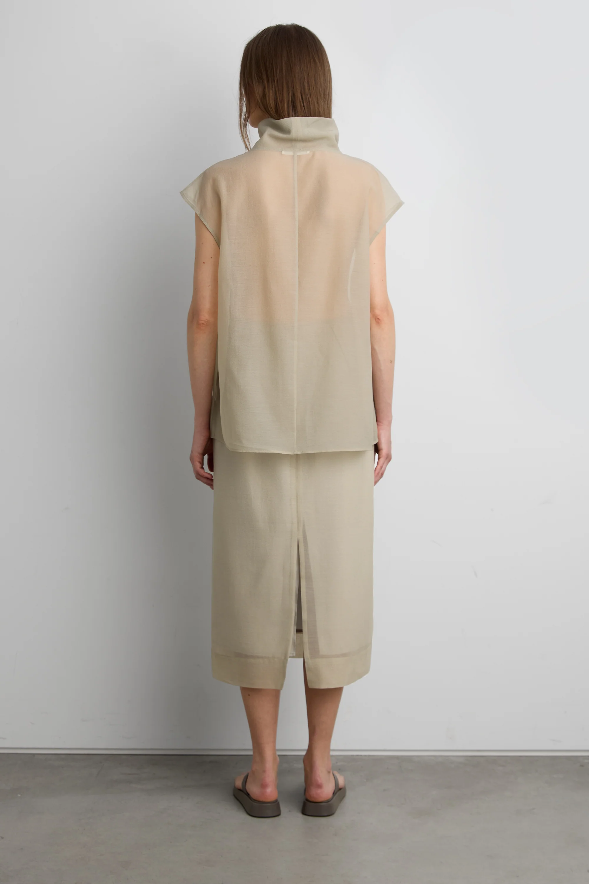 SHEER COWL NECK CAP SLEEVE BLOUSE - Image 4