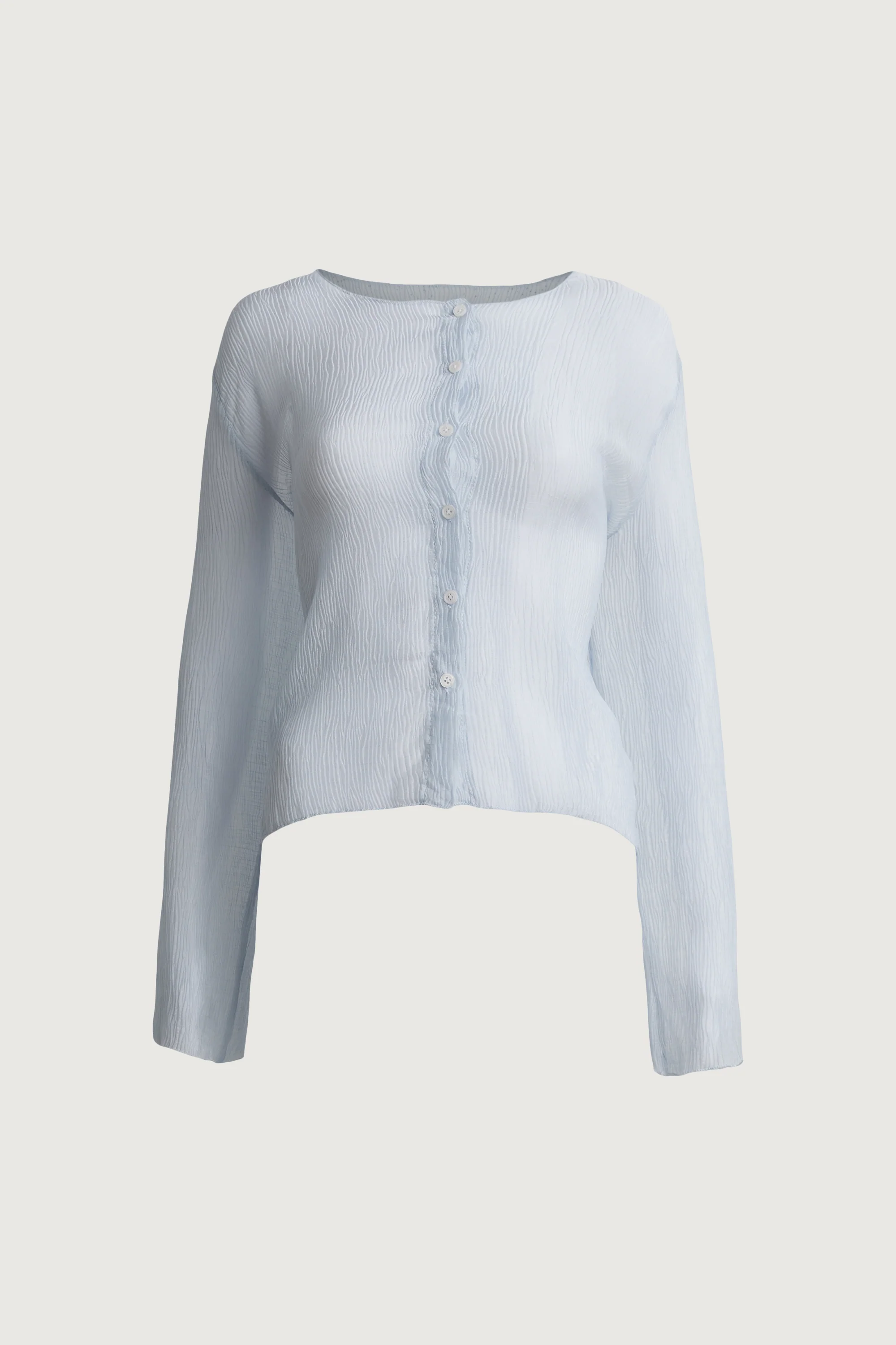 SHEER CRINKLE EFFECT BUTTON-UP CARDIGAN - Image 4