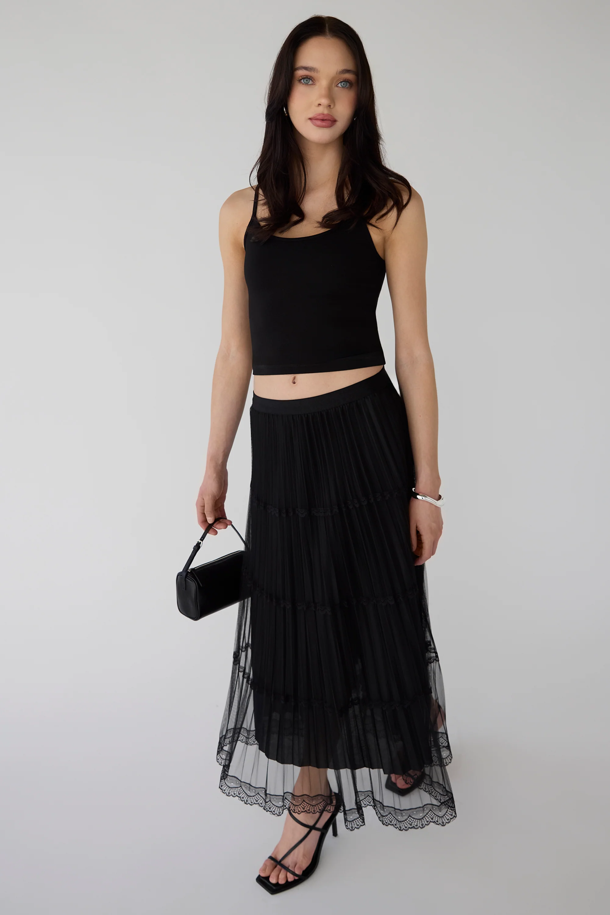 SHEER LACE TIERED MAXI SKIRT - Image 7