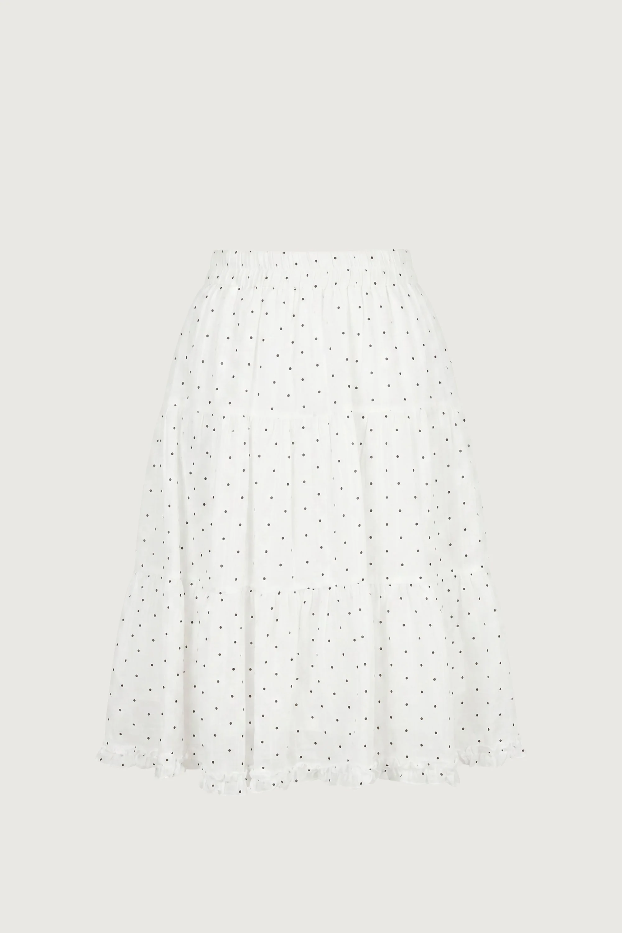 SHEER POLKA DOT MIDI SKIRT WITH RUFFLED HEM DETAIL - Image 3