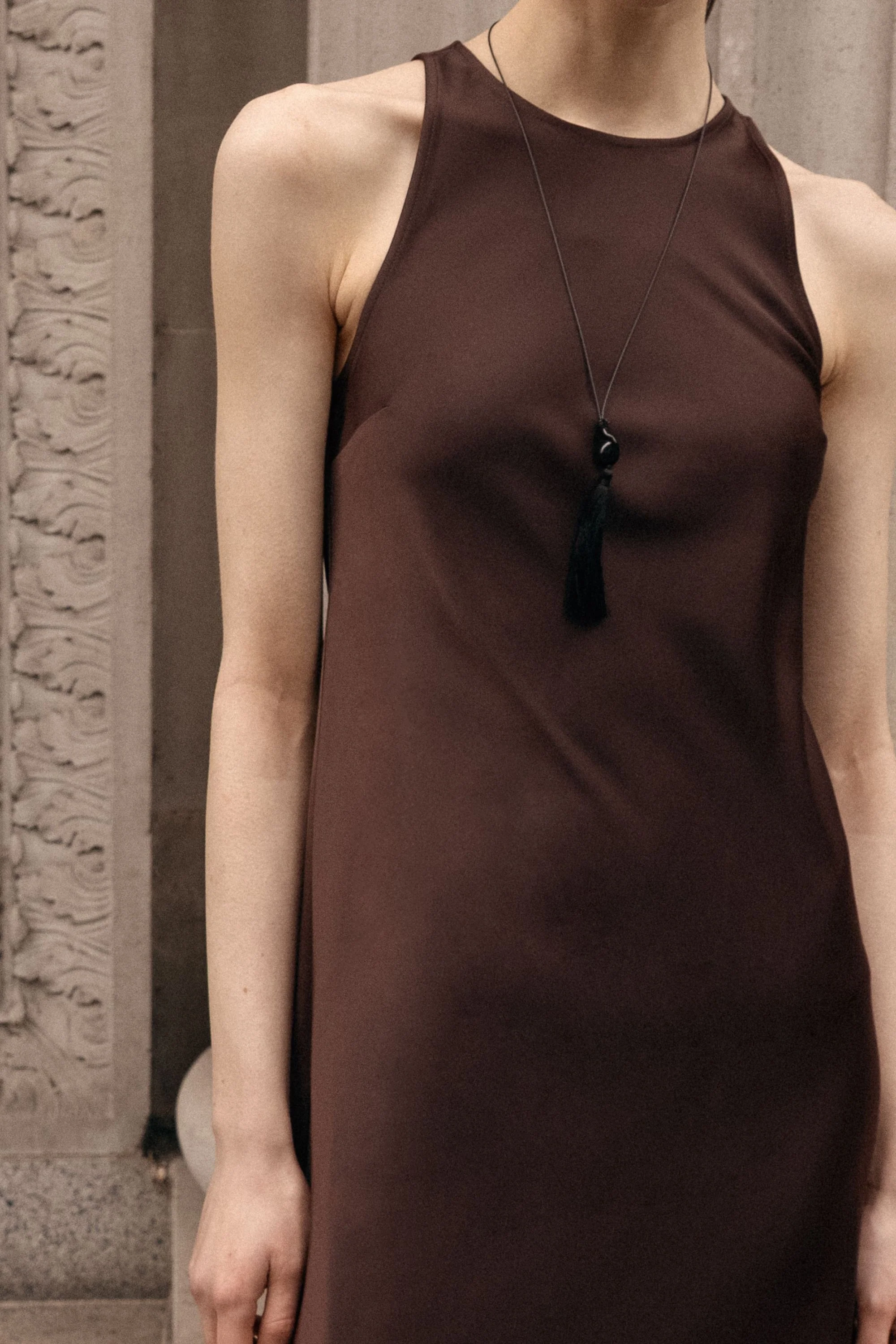 SLEEVELESS MIDI SATIN DRESS - Image 10